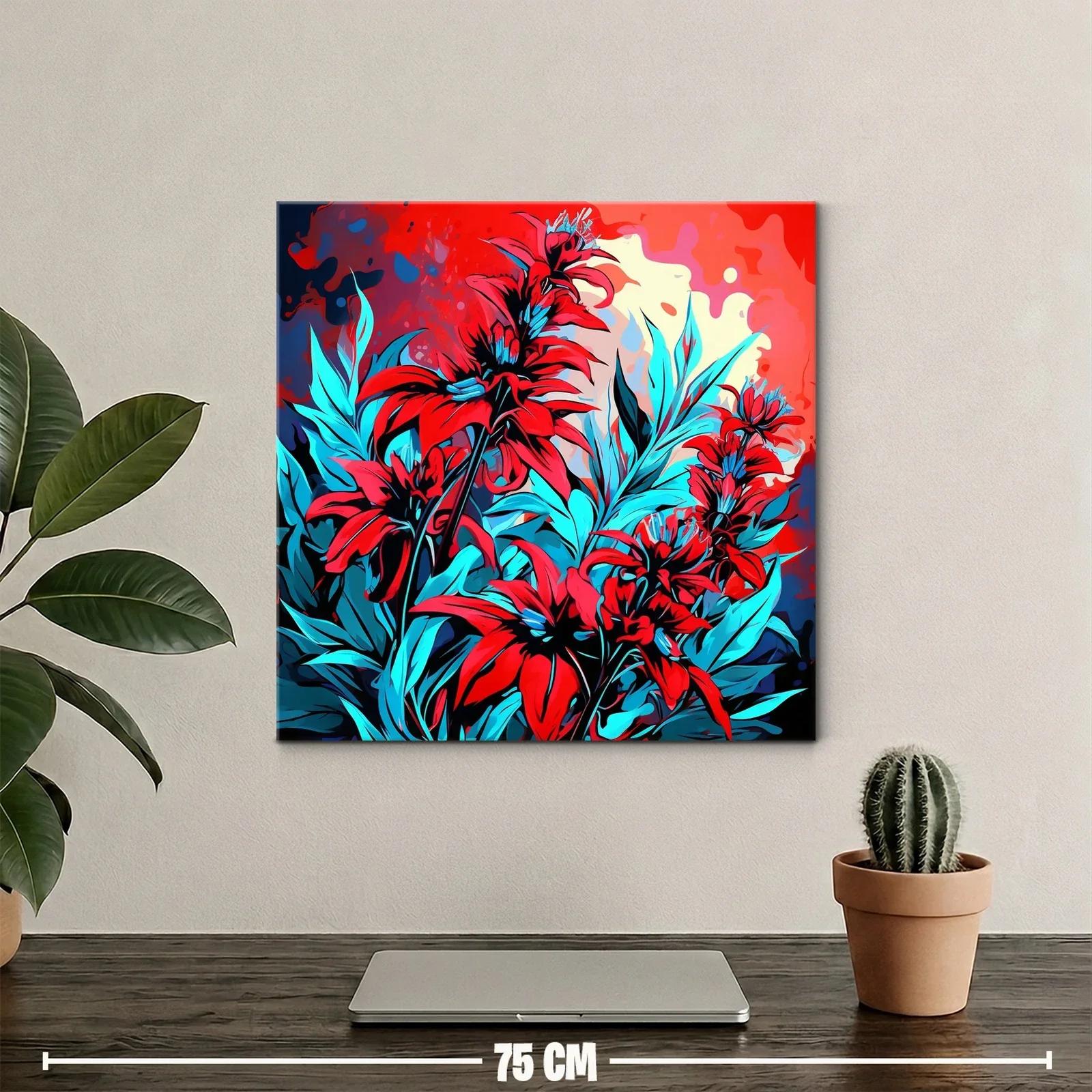 Vibrante composición floral en tonos rojos y azules eléctricos — miniatura 2