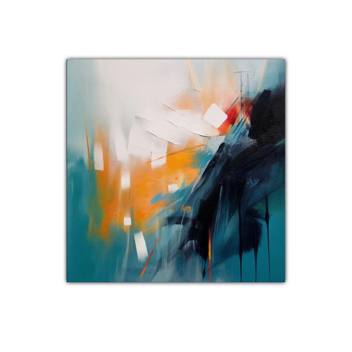 Cuadro abstracto con vibrantes tonos cálidos y fríos — miniatura 1