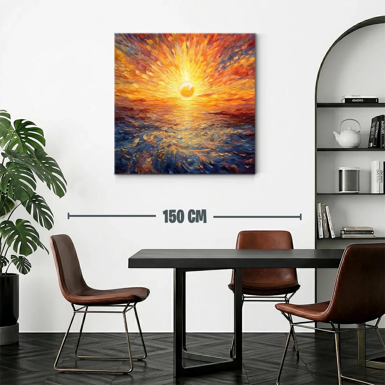 Cuadro vibrante de amanecer sobre el mar en tonos cálidos — miniatura 2