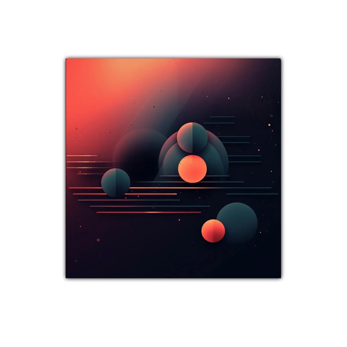 Composición abstracta con esferas y líneas en tonos cálidos — miniatura 1