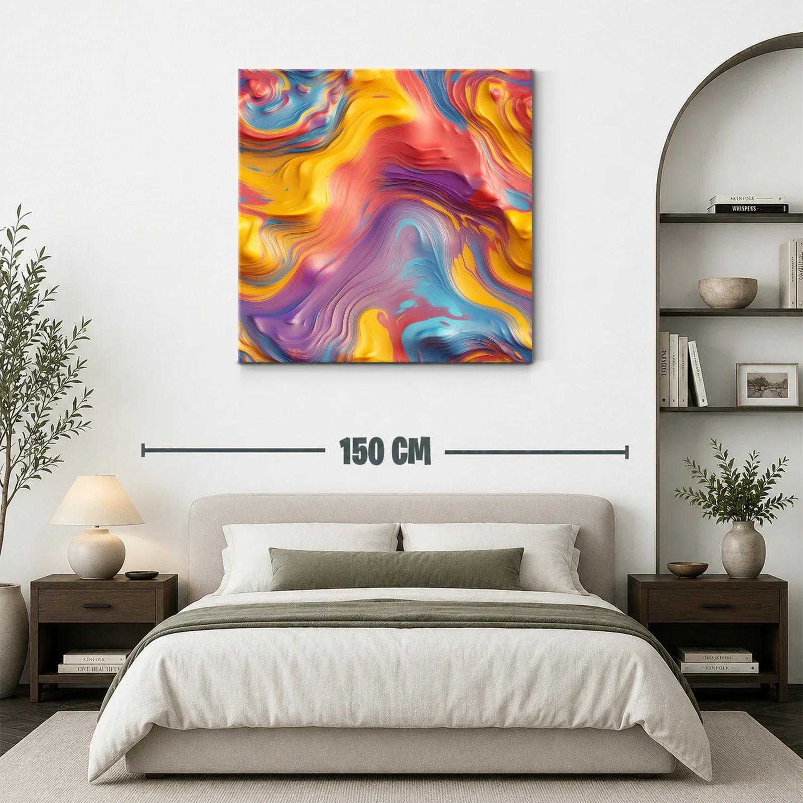 Cuadro abstracto con formas fluidas en tonos vibrantes — miniatura 3