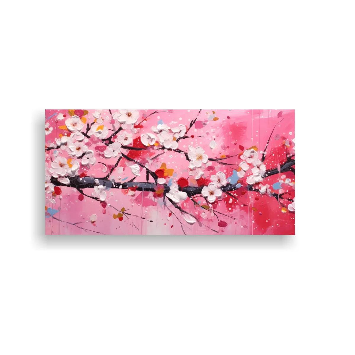 Cuadro rama de flores de cerezo con centros amarillos — imagen principal