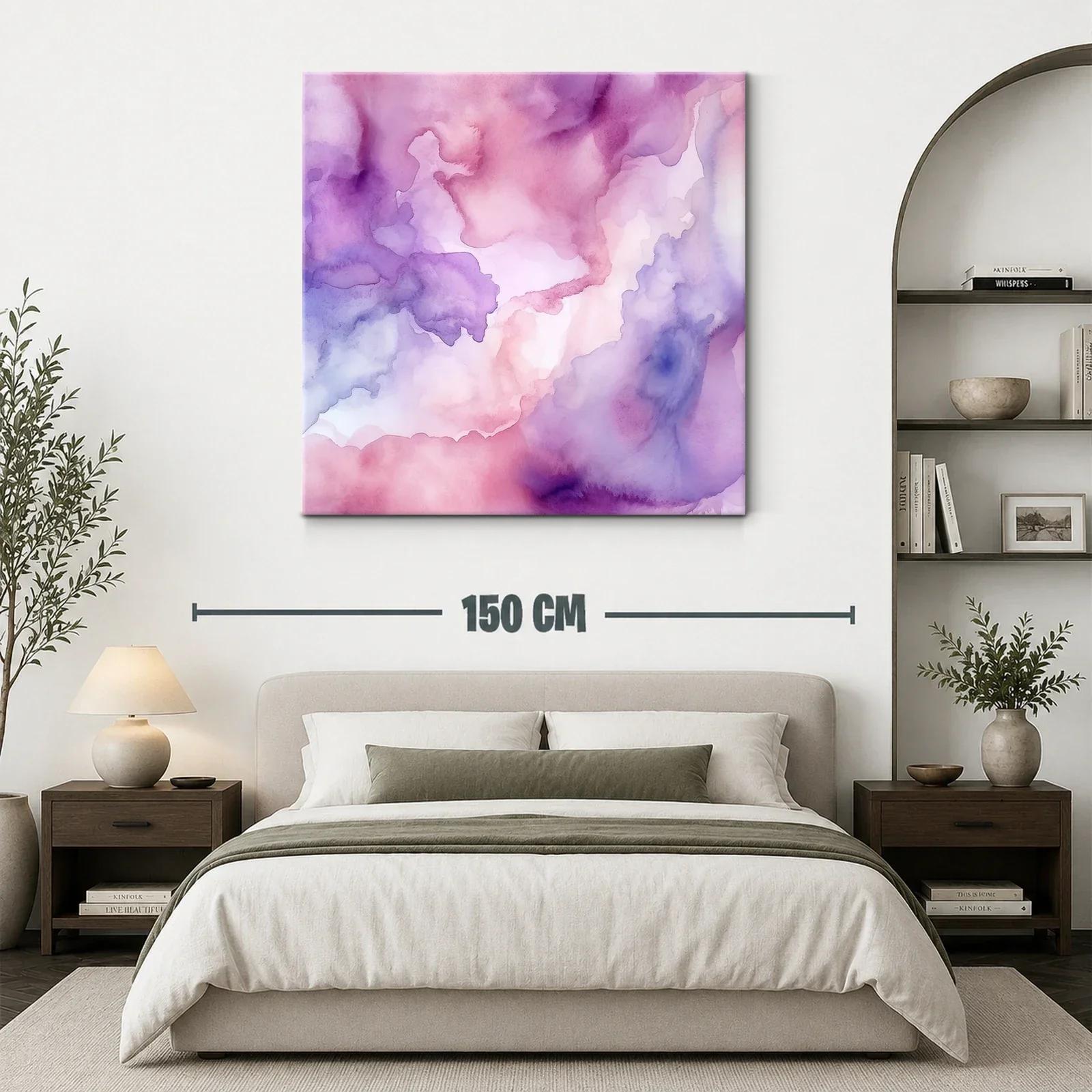 Cuadro abstracto en tonos suaves de morado y rosa — miniatura 3