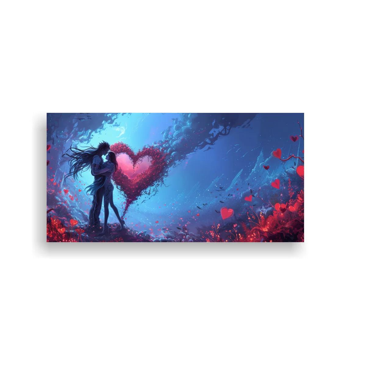 Cuadro pareja abrazándose bajo un corazón brillante — imagen principal