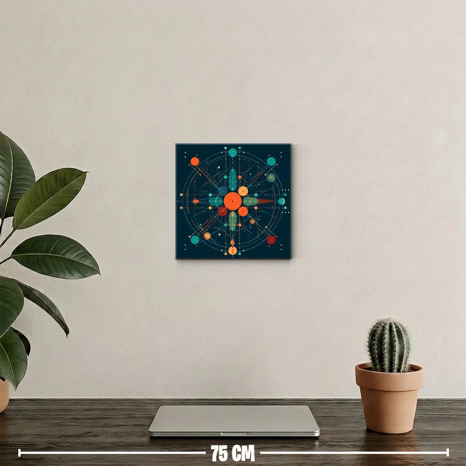 Composición geométrica con círculos y líneas dinámicas en tonos vibrantes — miniatura 2