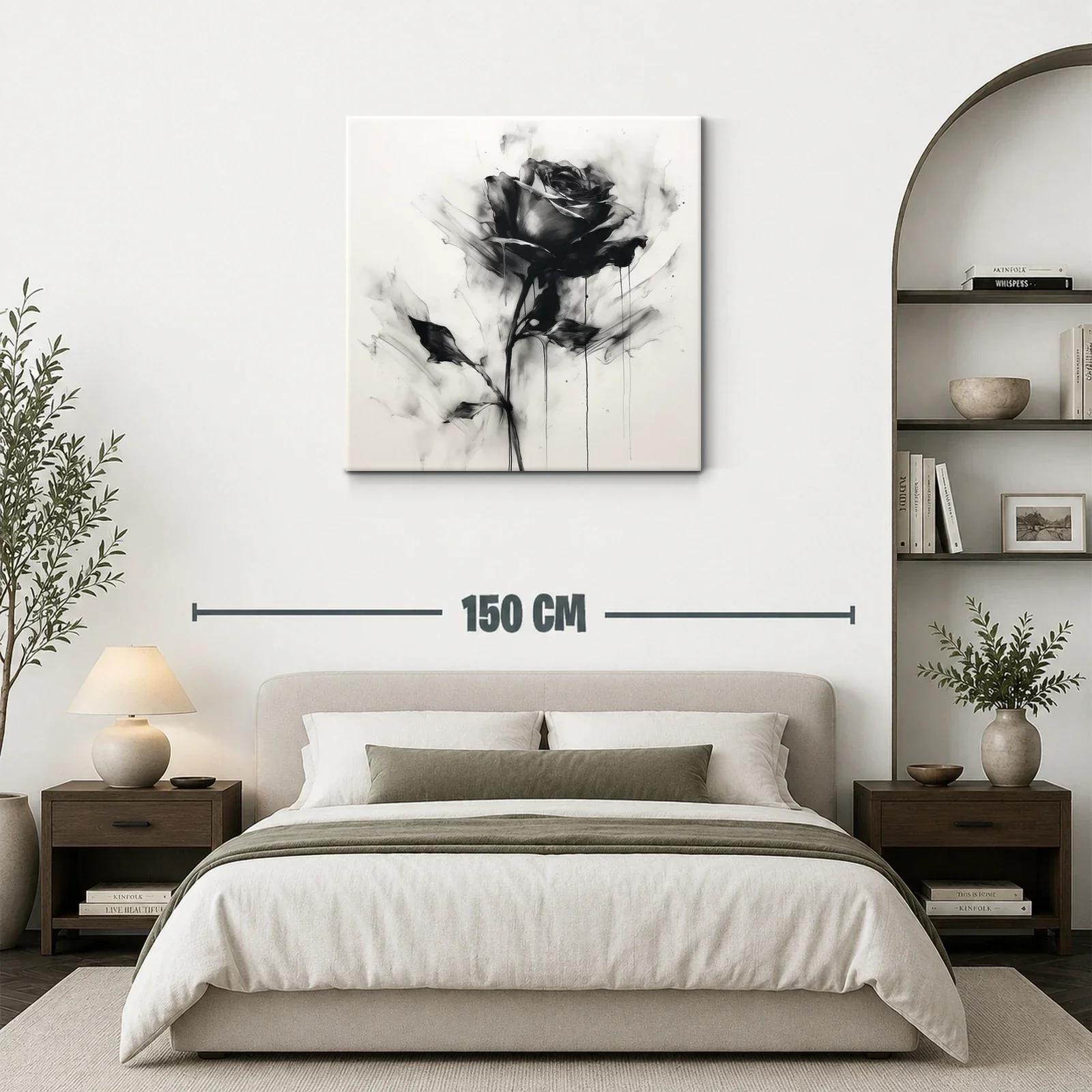 Rosa en blanco y negro con efecto acuarela y trazos fluidos — miniatura 3