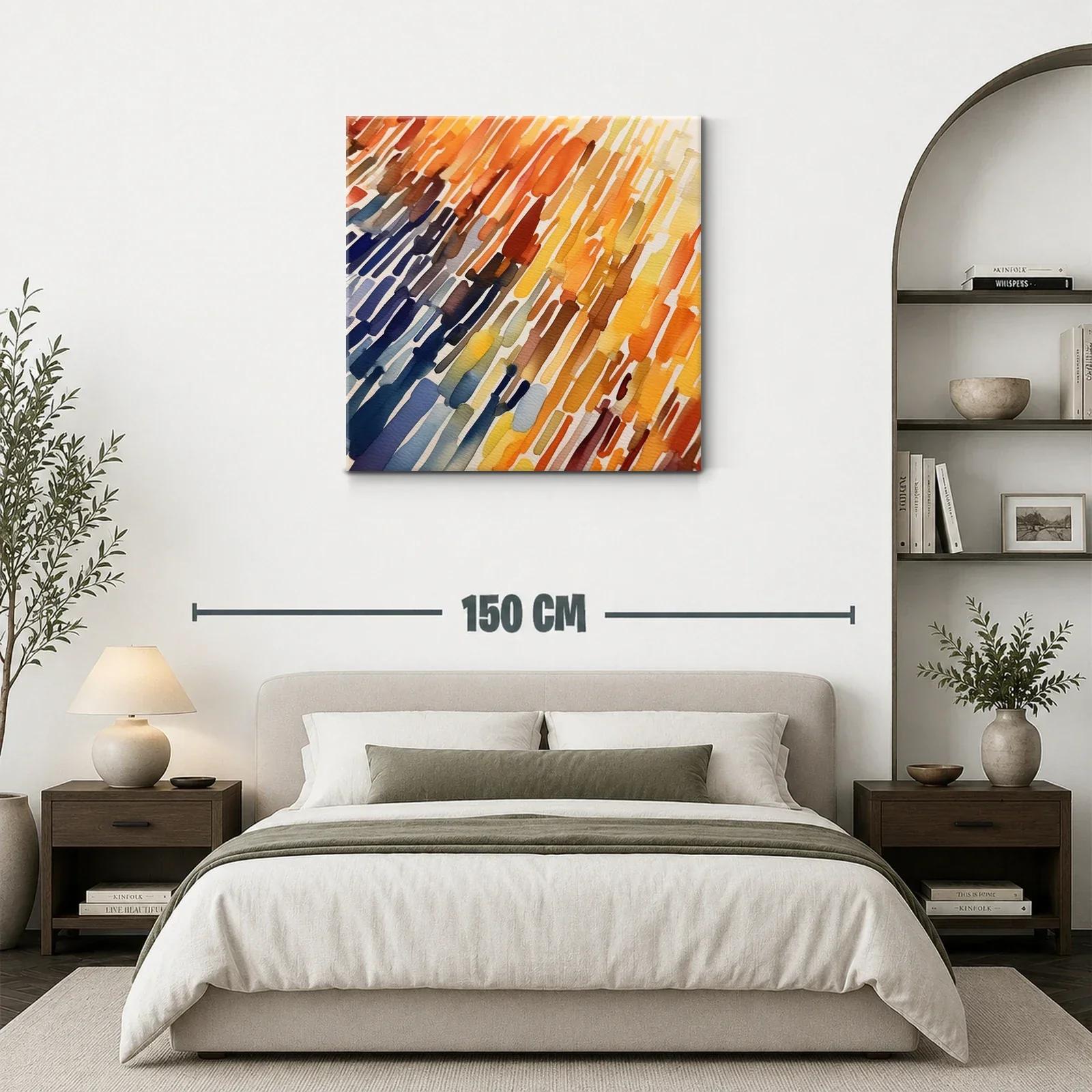Arte abstracto con tonos cálidos y fríos en trazos verticales — miniatura 3