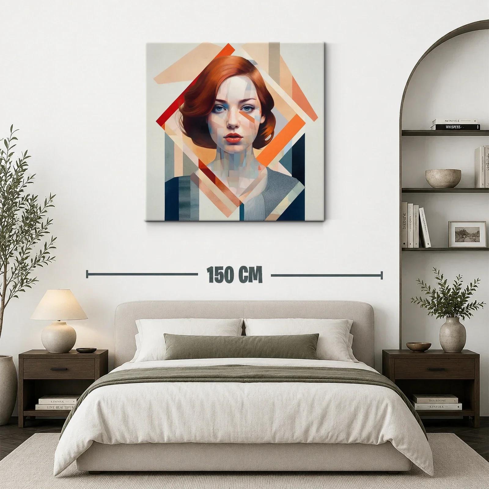 Retrato contemporáneo de mujer con tonos cálidos y geometría — miniatura 3