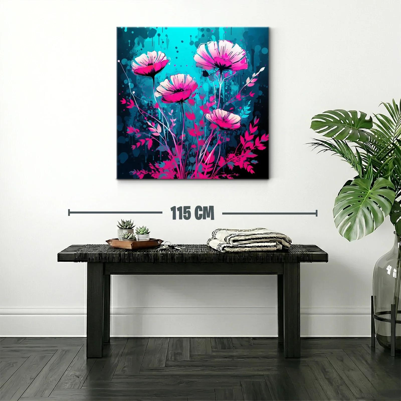 Flores vibrantes en contraste turquesa y magenta — miniatura 2