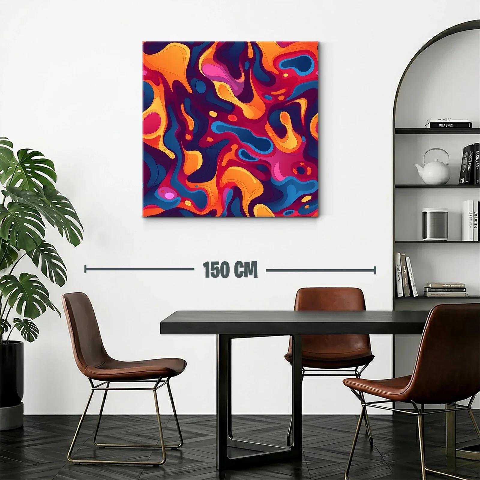 Cuadro abstracto con formas fluidas en tonos cálidos y fríos — miniatura 2