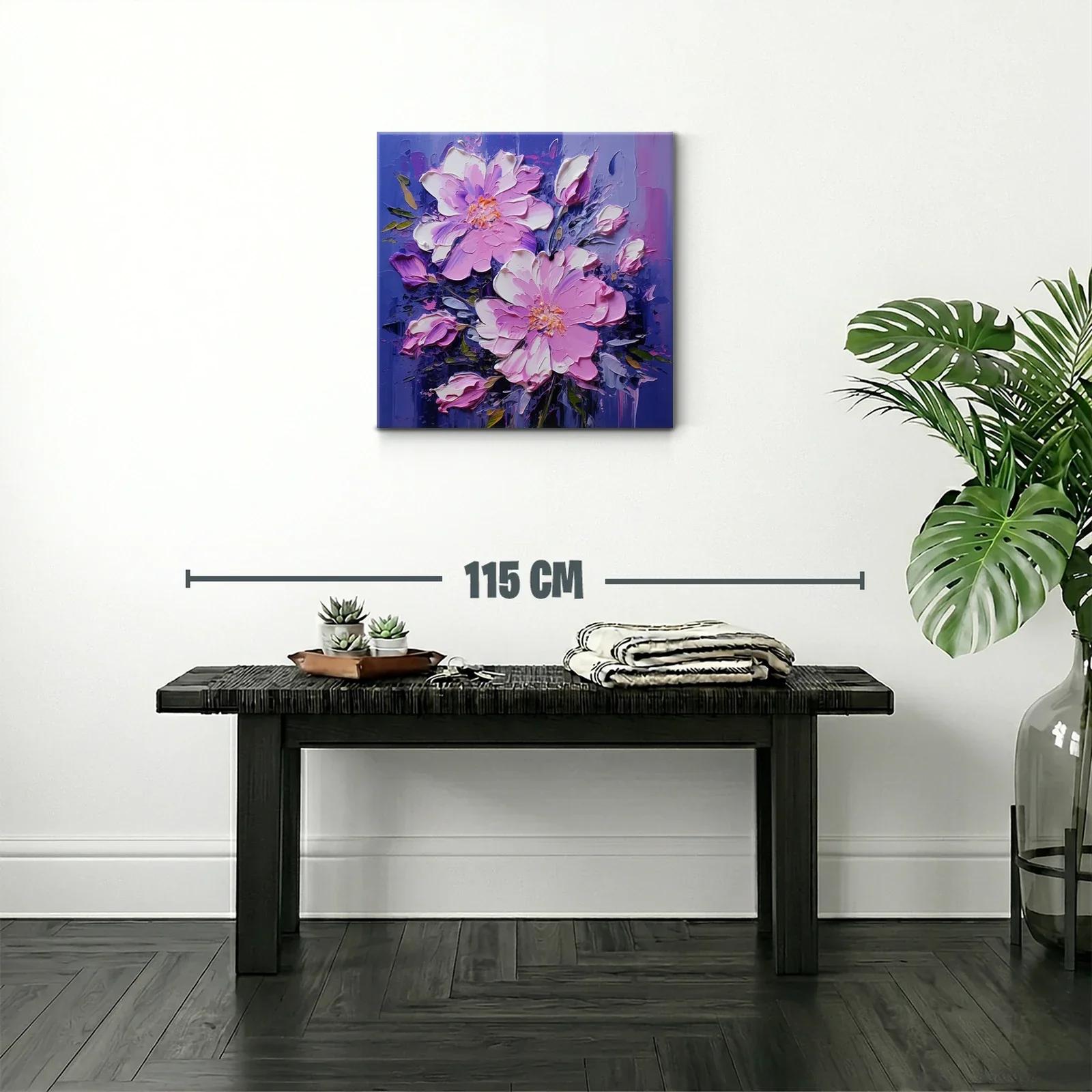 Cuadro floral en tonos violetas y rosas vibrantes — miniatura 2