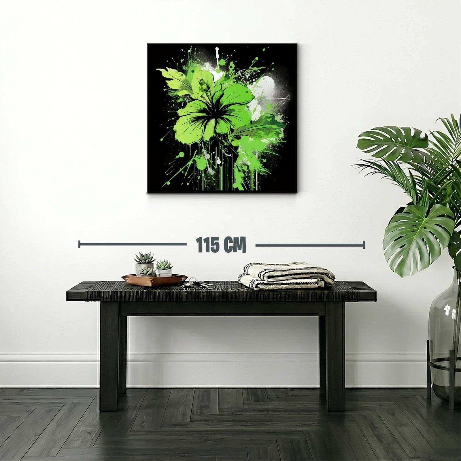 Flor verde vibrante con explosión artística sobre fondo oscuro — miniatura 2