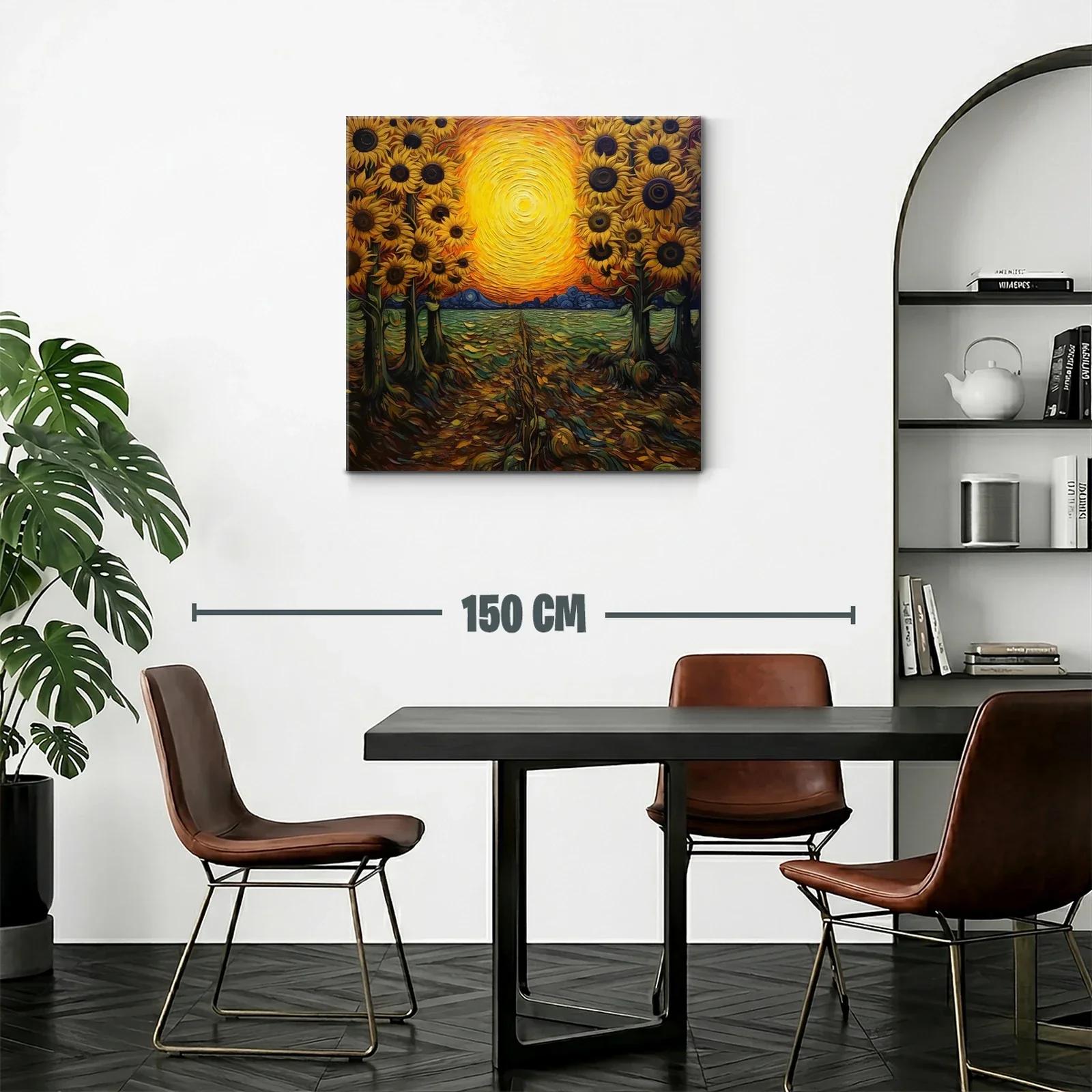 Atardecer vibrante con girasoles en campo abierto — miniatura 2