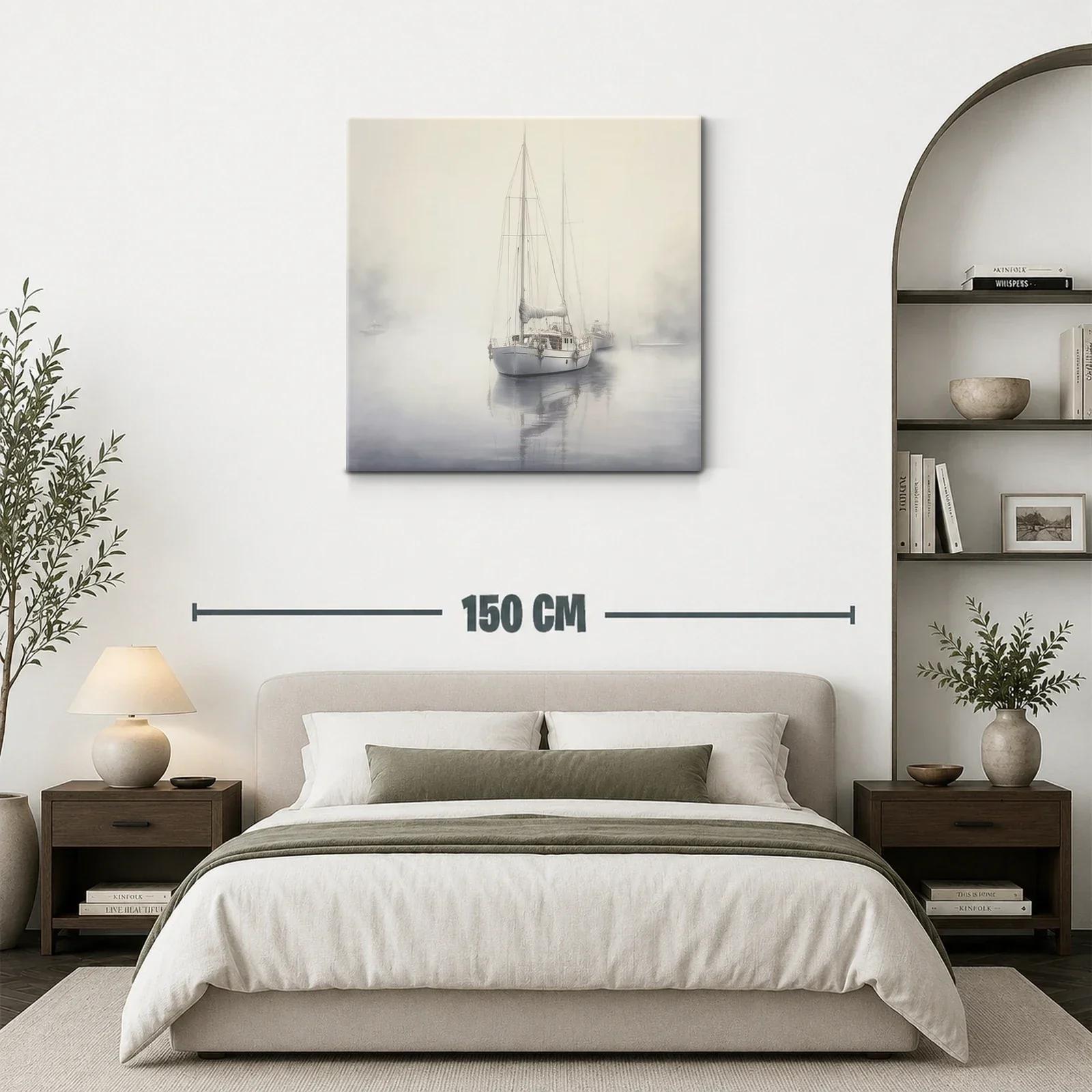Velero en calma entre niebla matutina sutil — miniatura 3