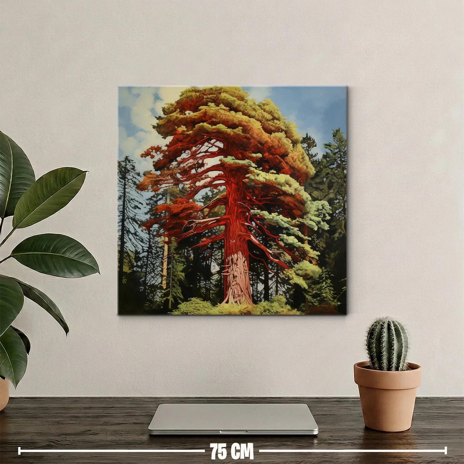 Imponente árbol rojo en bosque natural vibrante — miniatura 2