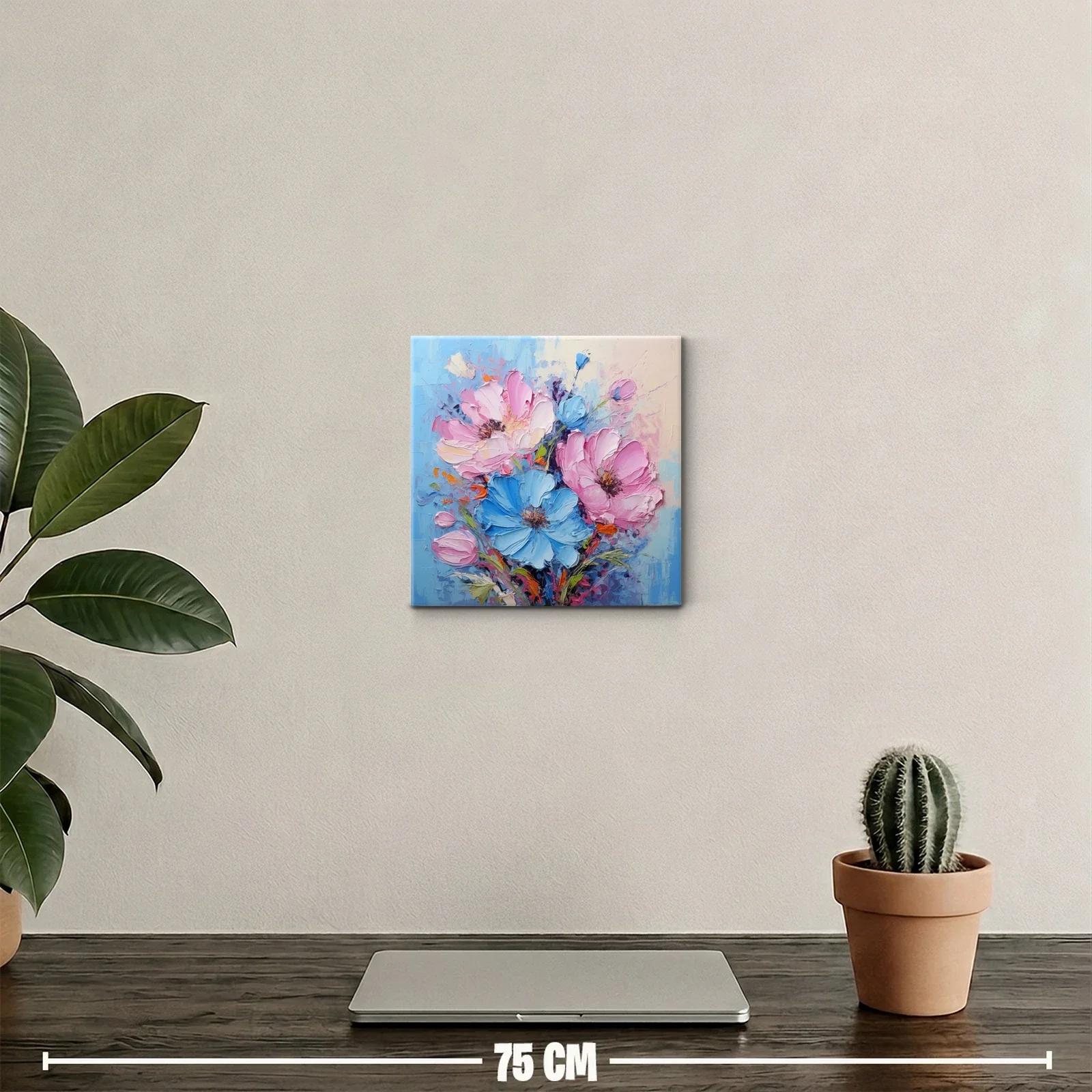 Ramo de flores vibrantes en tonos azules y rosas — miniatura 2