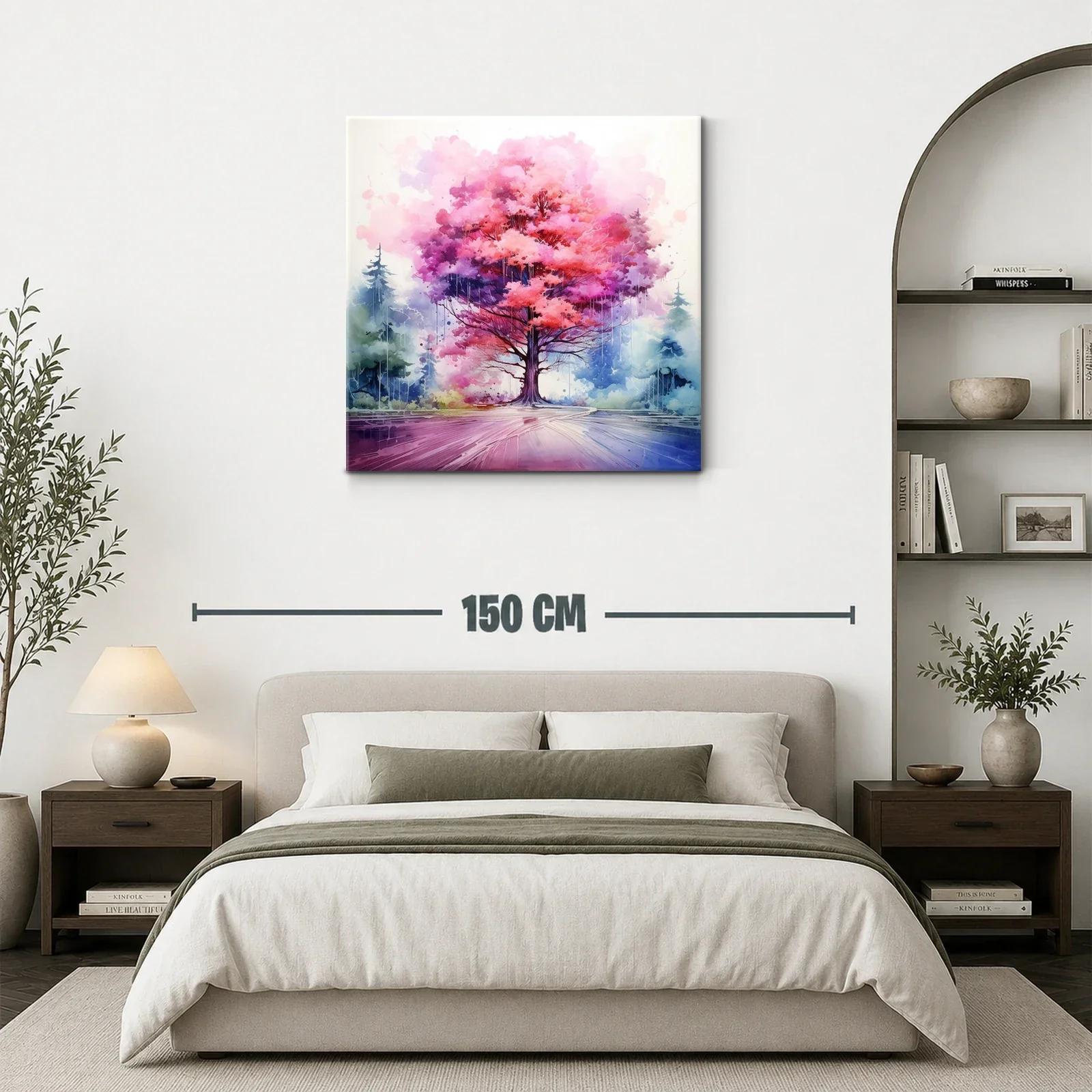Árbol vibrante en tonos rosas y púrpuras con entorno nebuloso — miniatura 3