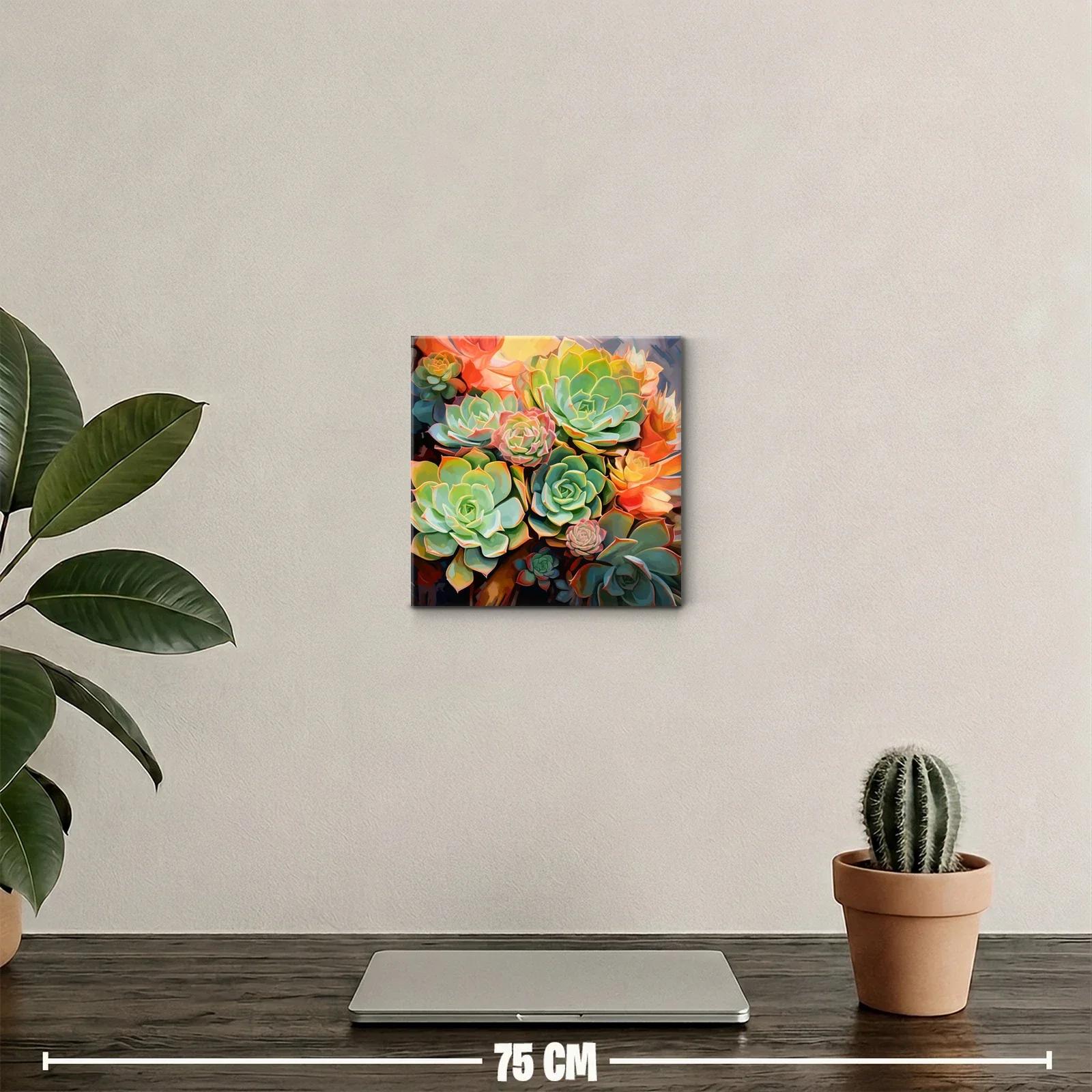 Cuadro decorativo con suculentas en tonos vibrantes — miniatura 2