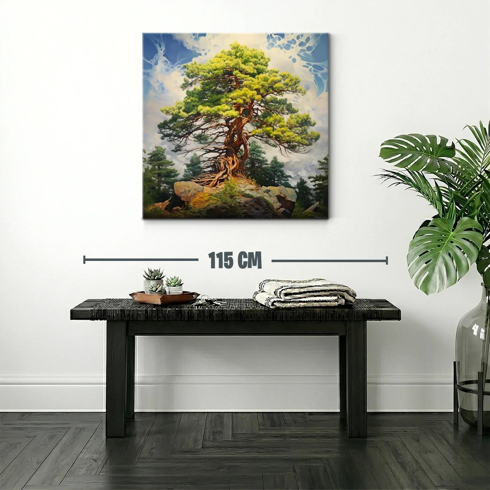 Árbol milenario sobre rocas bajo cielo azul — miniatura 2