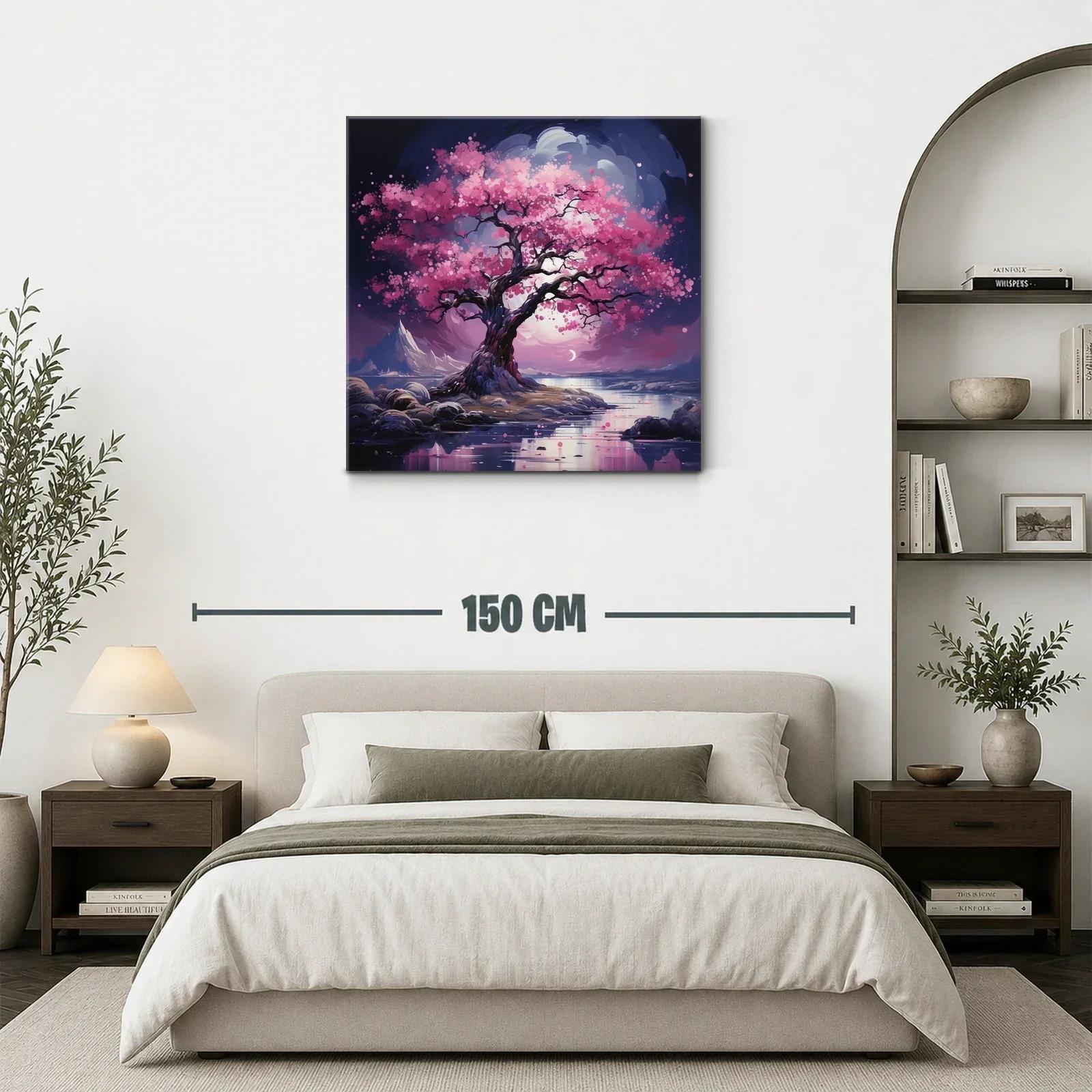 Árbol de Cerezo en Flor con Reflejos Nocturnos — miniatura 3
