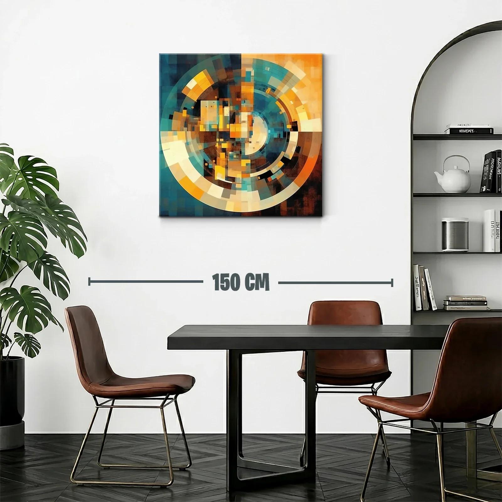 Cuadro con diseño abstracto y paleta cálida y azulada — miniatura 2