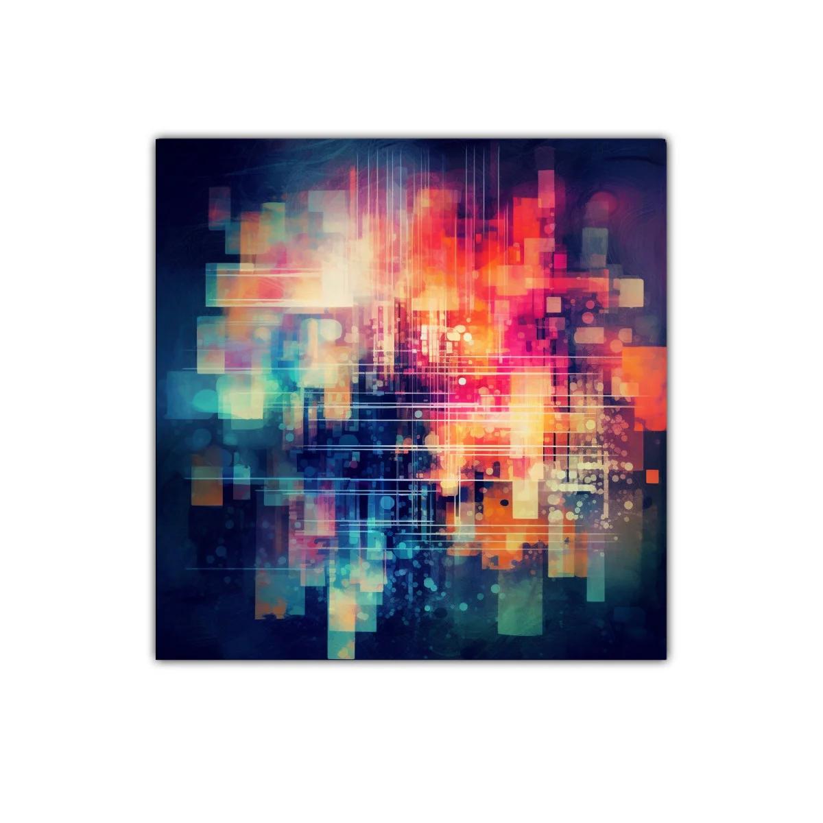 Composición abstracta en tonos cálidos y fríos vibrantes — imagen principal