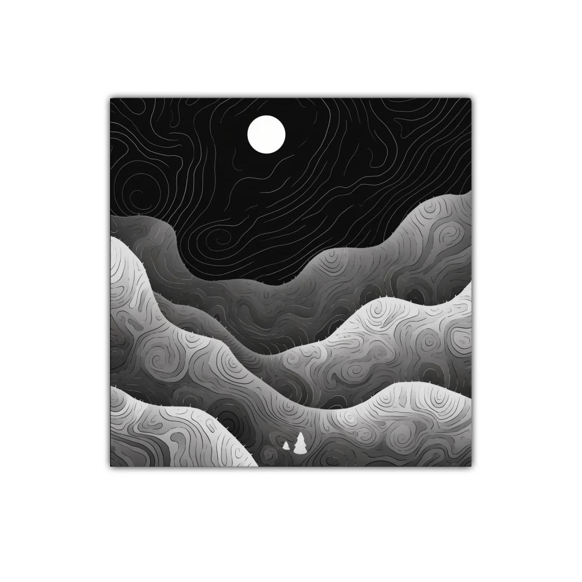 Paisaje nocturno abstracto en tonos grises y negros — miniatura 1