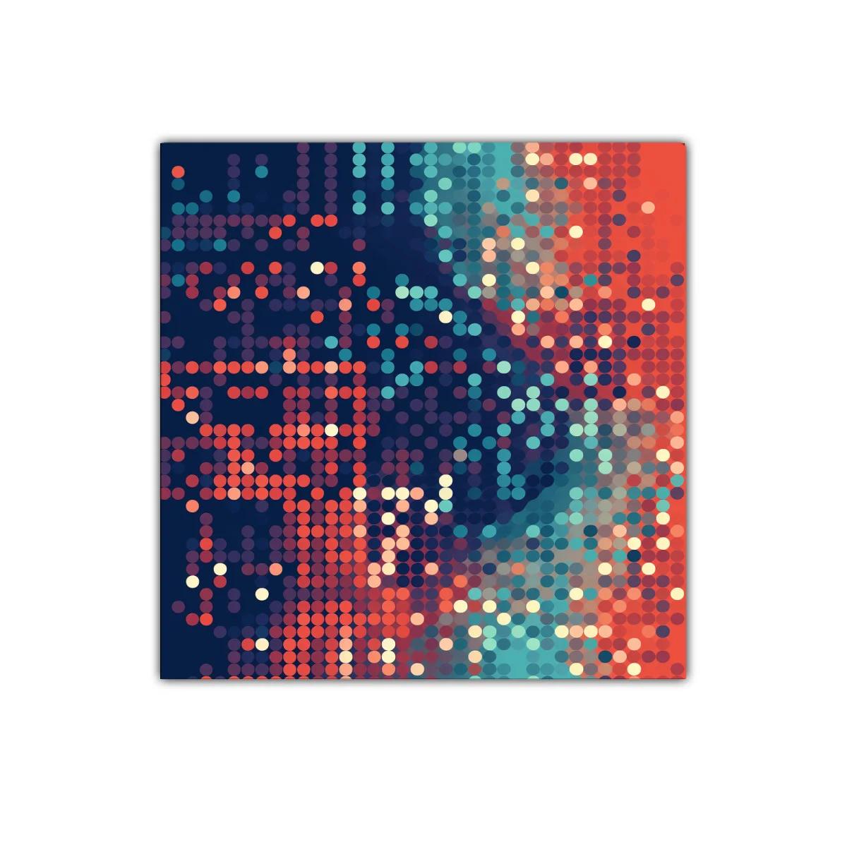Cuadro decorativo abstracto con puntos en tonos cálidos y fríos — miniatura 1