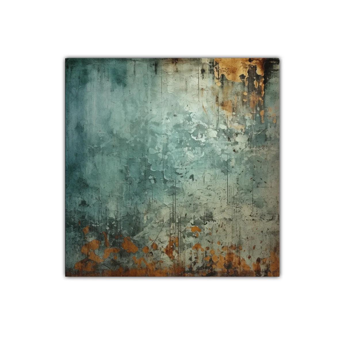 Cuadro decorativo con textura abstracta en tonos azules y óxido — miniatura 1