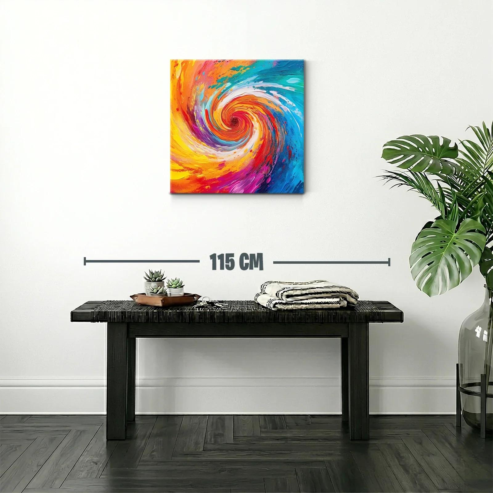 Cuadro abstracto espiral en vibrantes tonos cálidos y fríos — miniatura 2