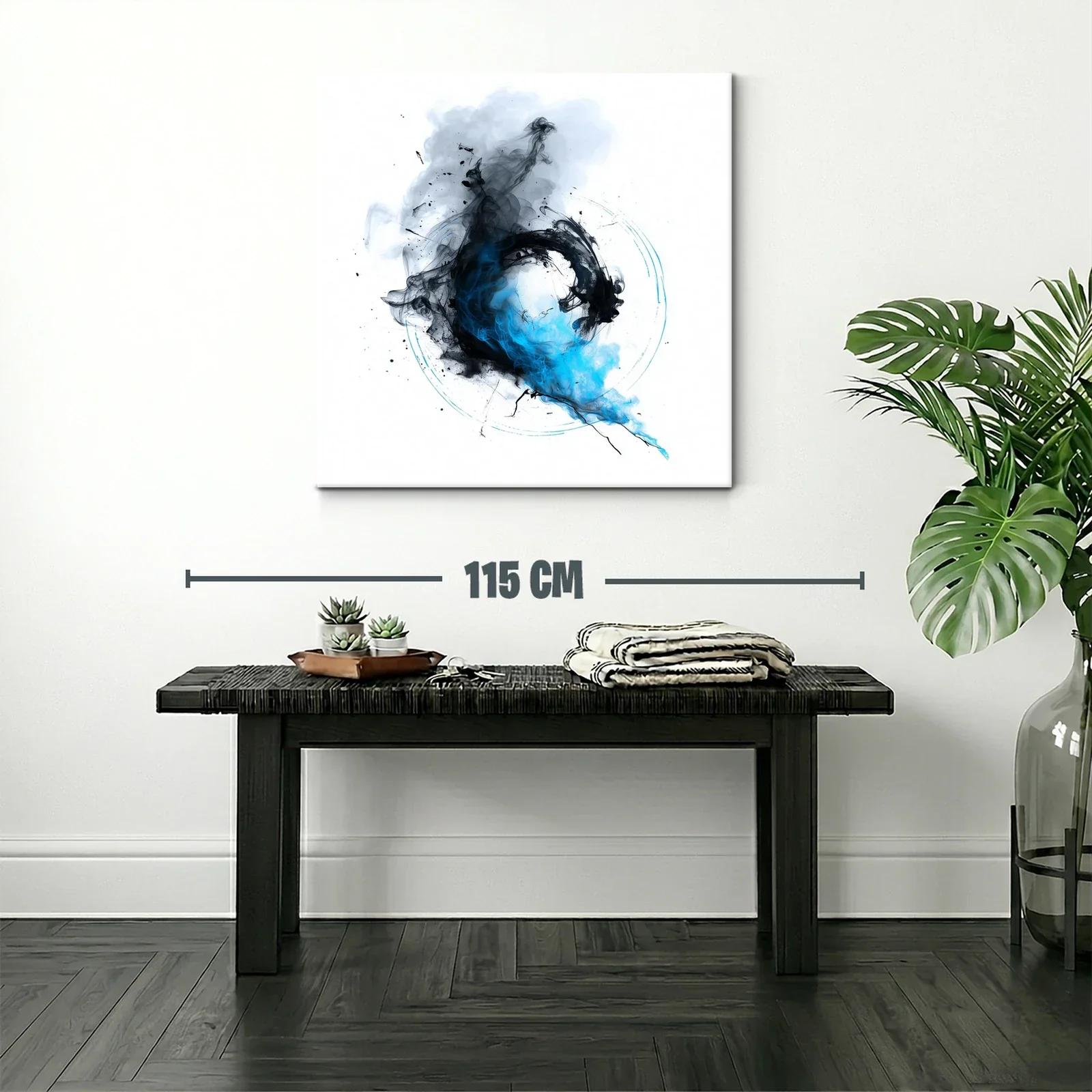 Cuadro abstracto con formas fluidas en azul y negro — miniatura 2