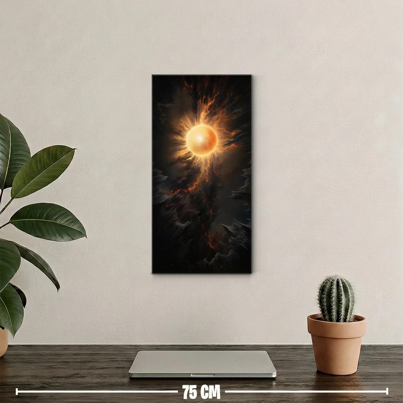 Cuadro sol brillante con halo dorado y rayos irregulares — miniatura 2