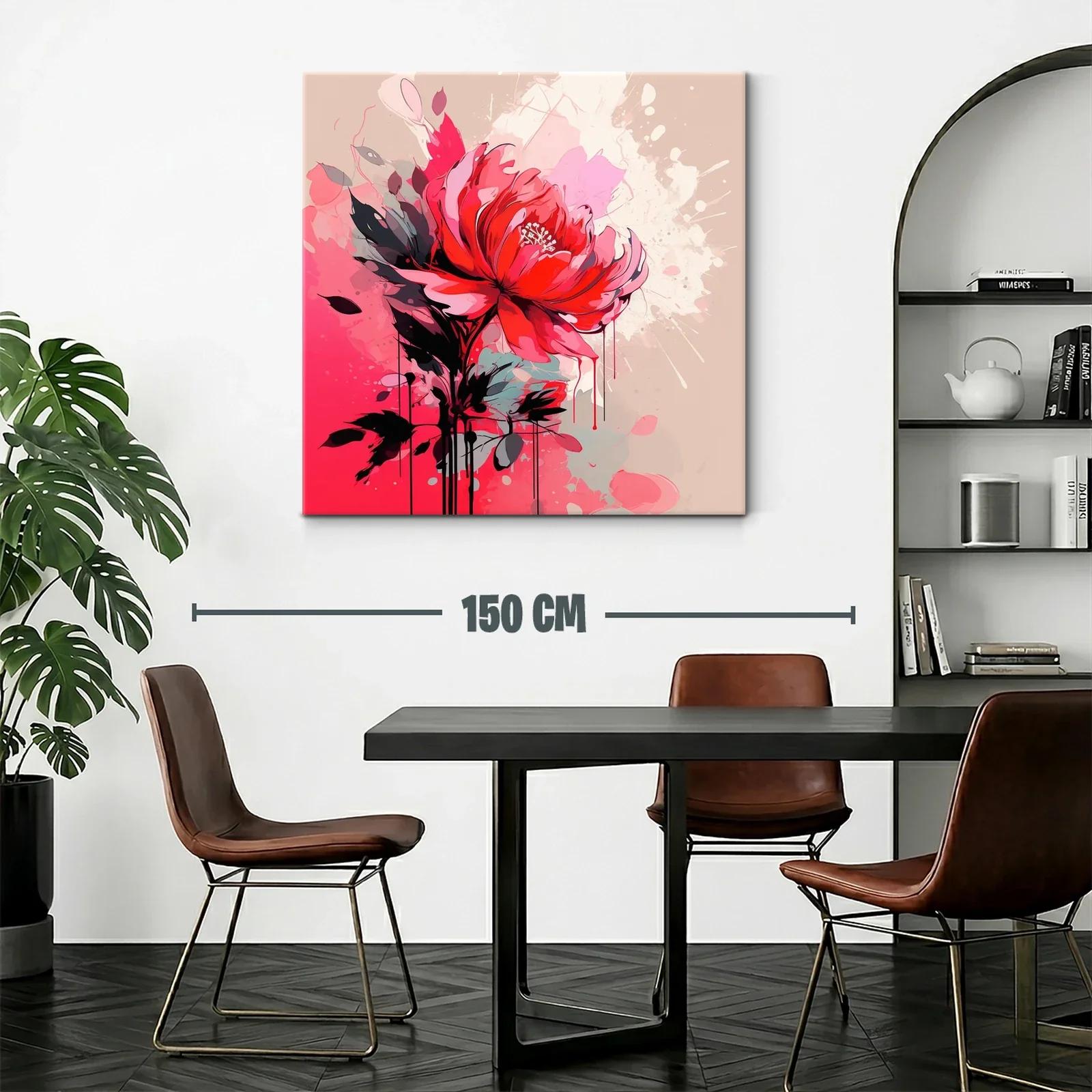 Flor roja vibrante sobre fondo abstracto en tonos suaves — miniatura 2