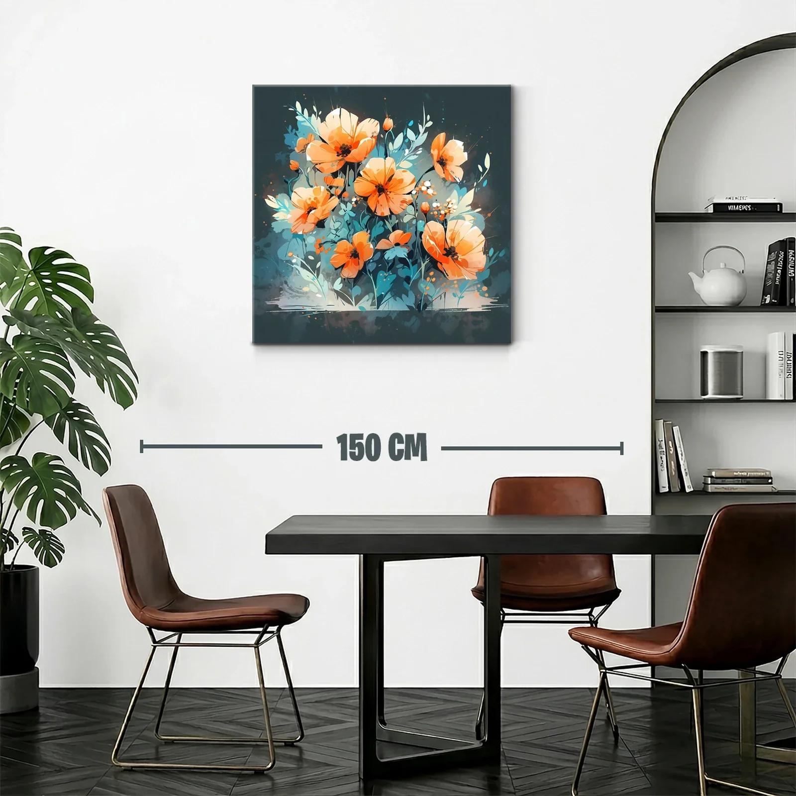 Flores naranjas vibrantes sobre fondo azul profundo — miniatura 2