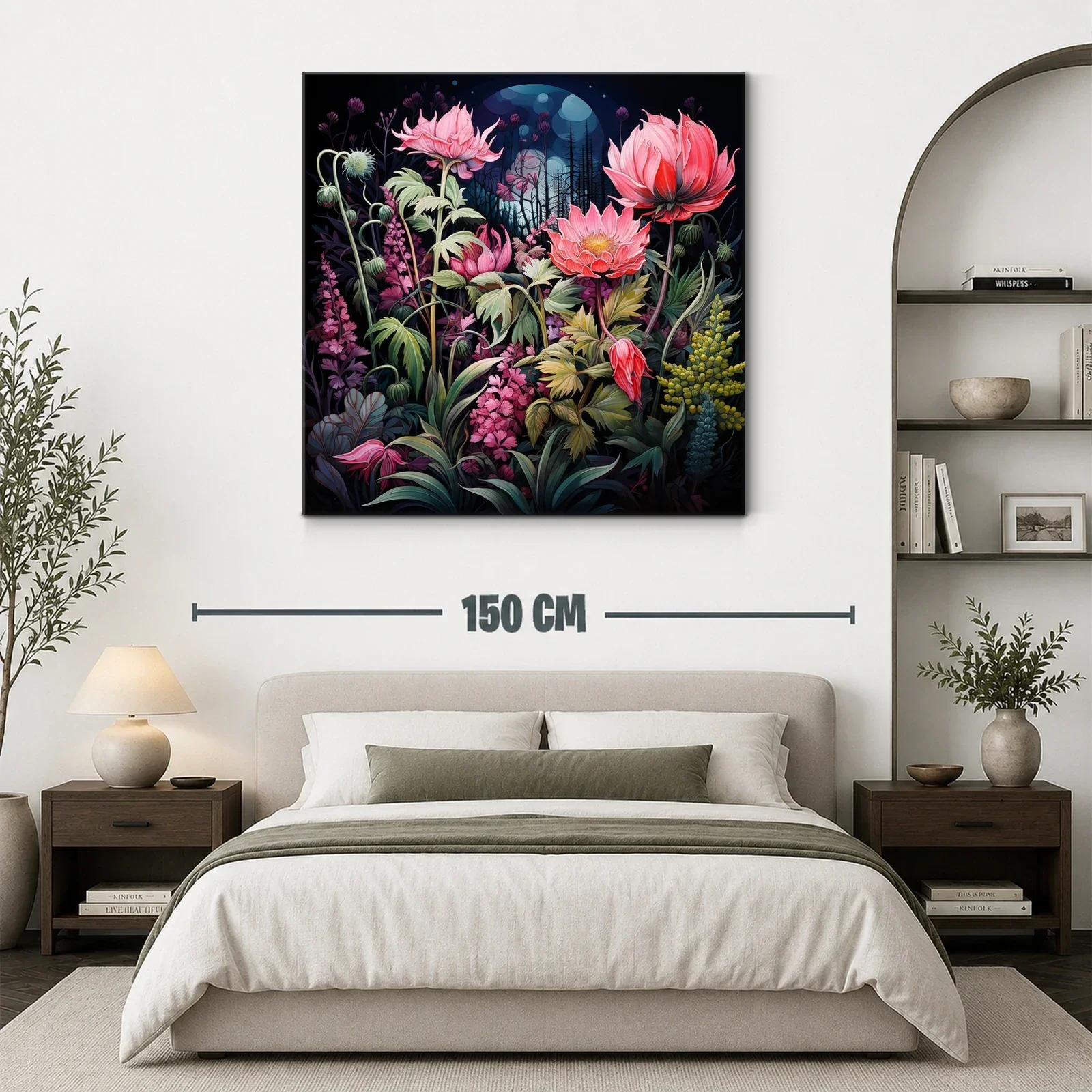 Flores vibrantes bajo un cielo nocturno misterioso — miniatura 3