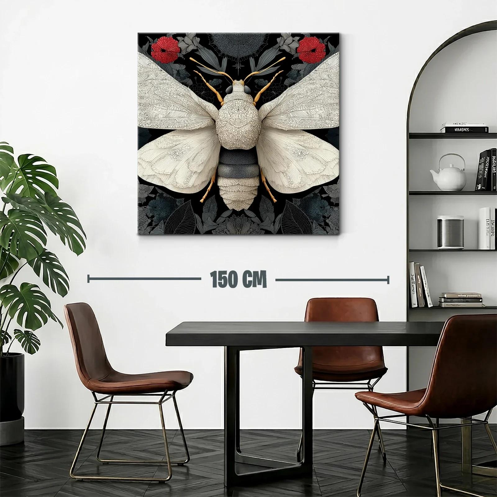 Mariposa Blanca sobre Fondo Floral en Tonos Oscuros — miniatura 2