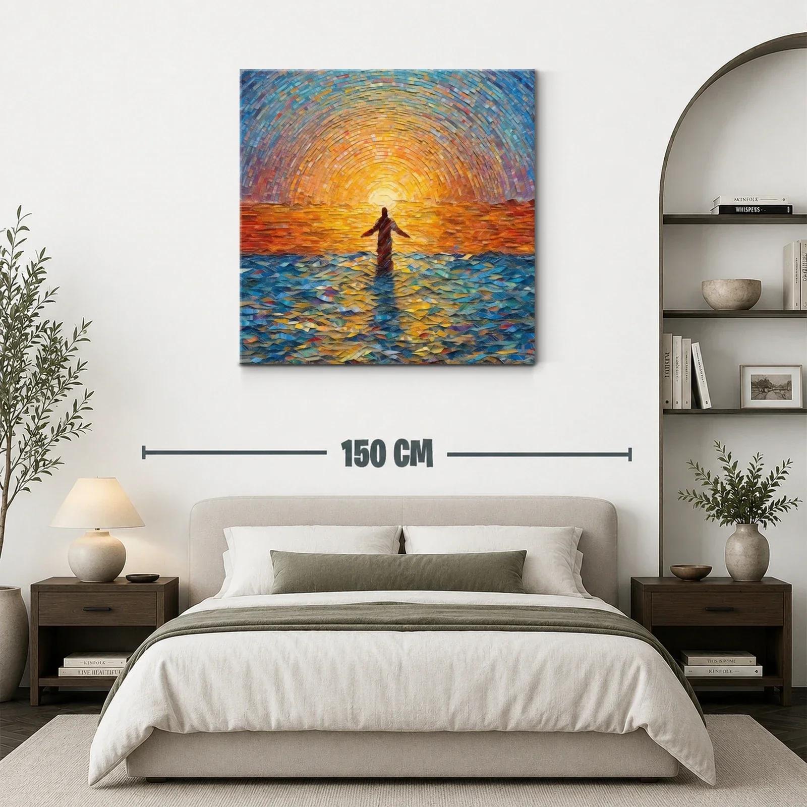 Figura Solitaria Frente a Un Mar Luminoso al Atardecer — miniatura 3