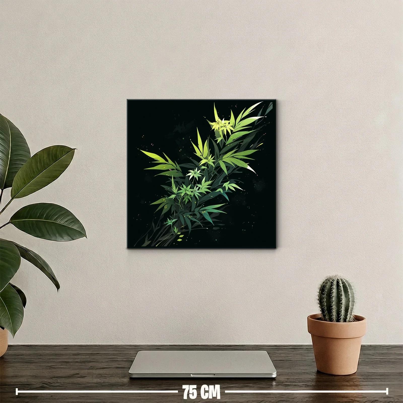 Composición de hojas y flores verdes sobre fondo oscuro — miniatura 2