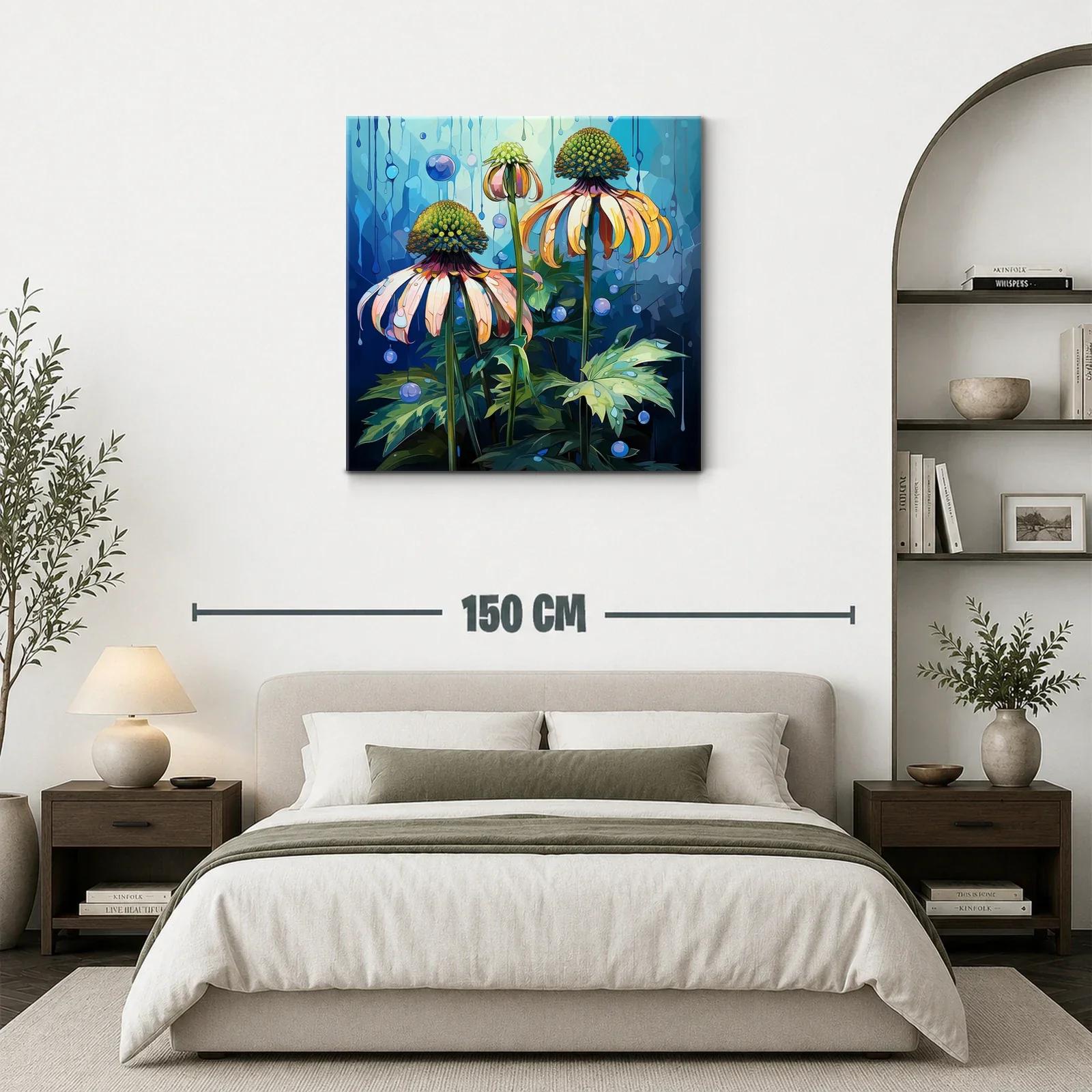 Flores abstractas en tonalidades frías y cálidas vibrantes — miniatura 3