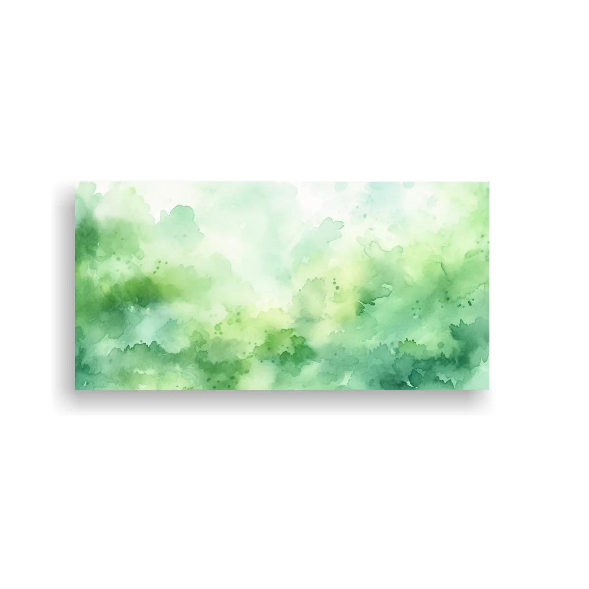 Cuadro lavado de acuarela verde con zonas claras abiertas — imagen principal