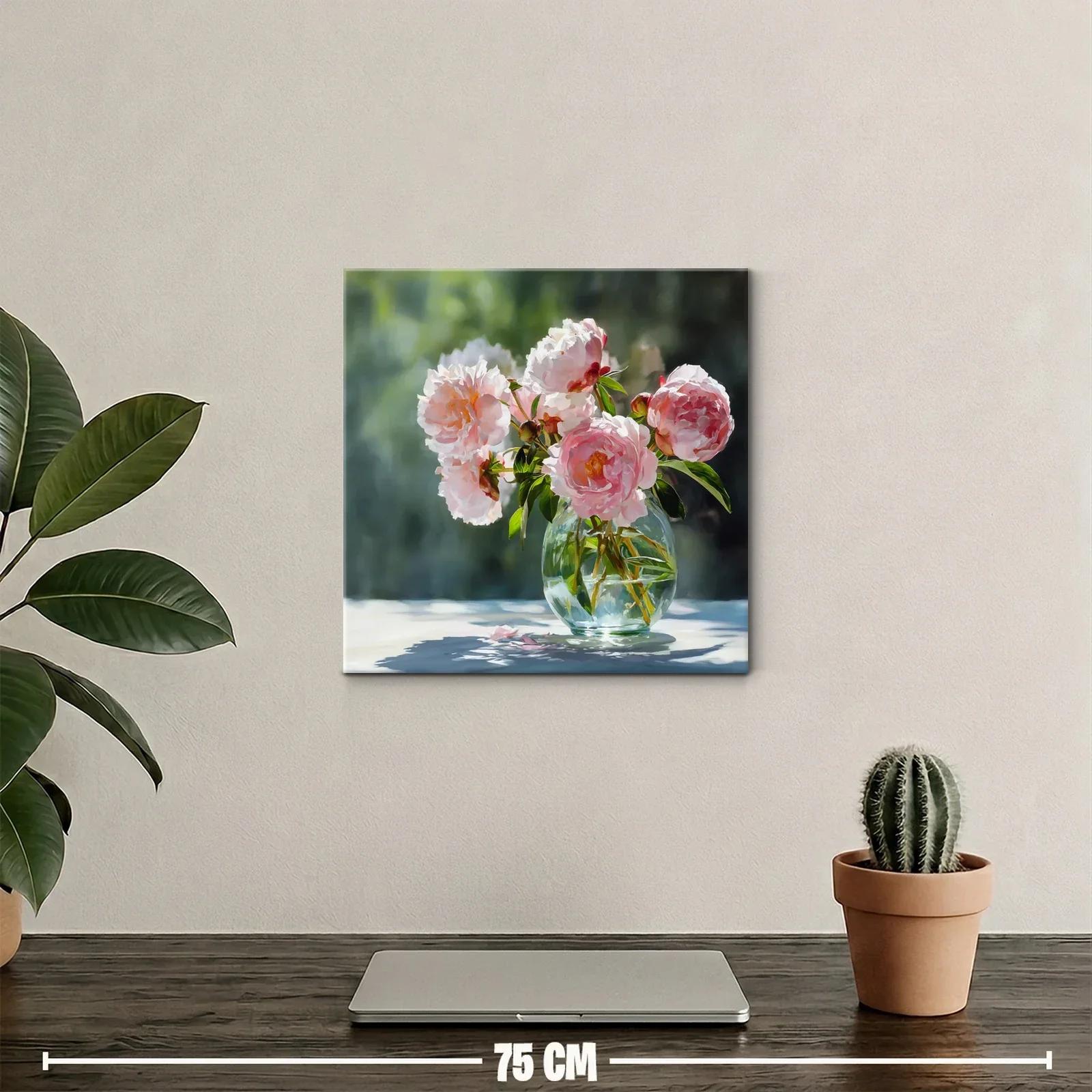 Elegancia natural con ramo de peonías en vidrio — miniatura 2