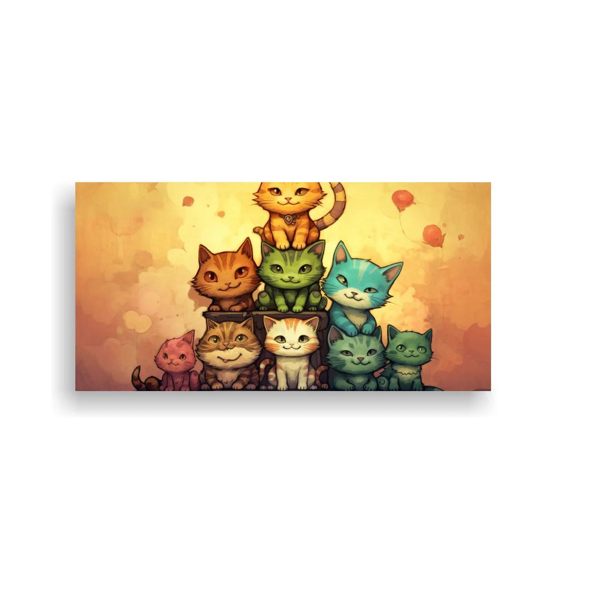 Cuadro grupo de gatos con globos rojos — imagen principal