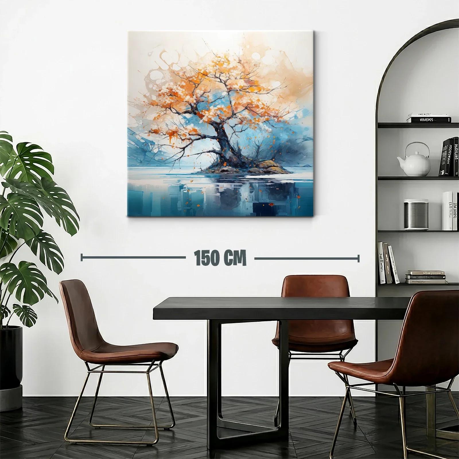 Árbol solitario con flores naranjas en isla serena — miniatura 2