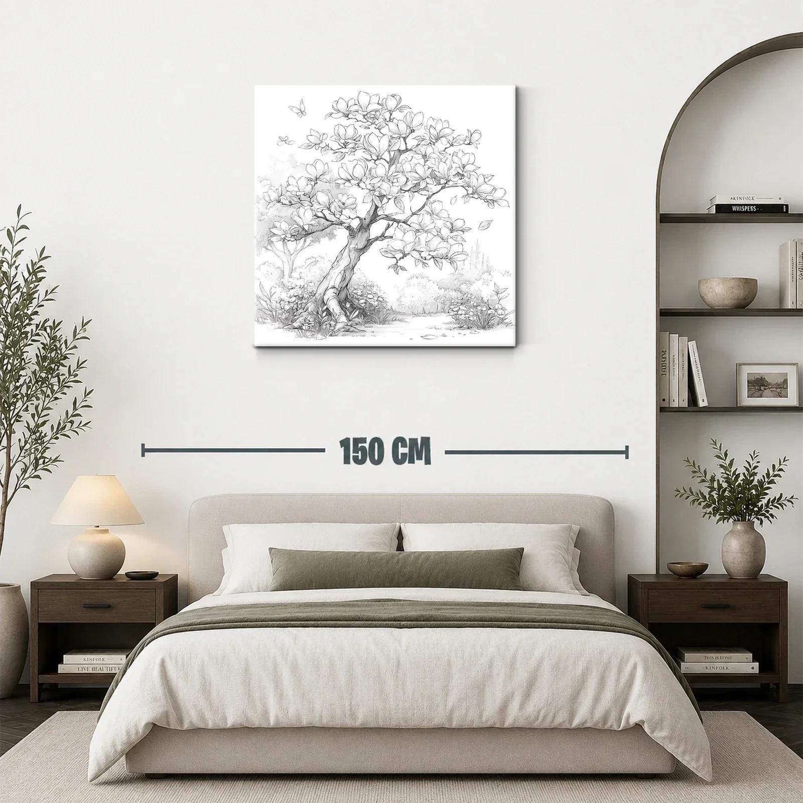 Árbol de magnolia en dibujo delicado y natural — miniatura 3