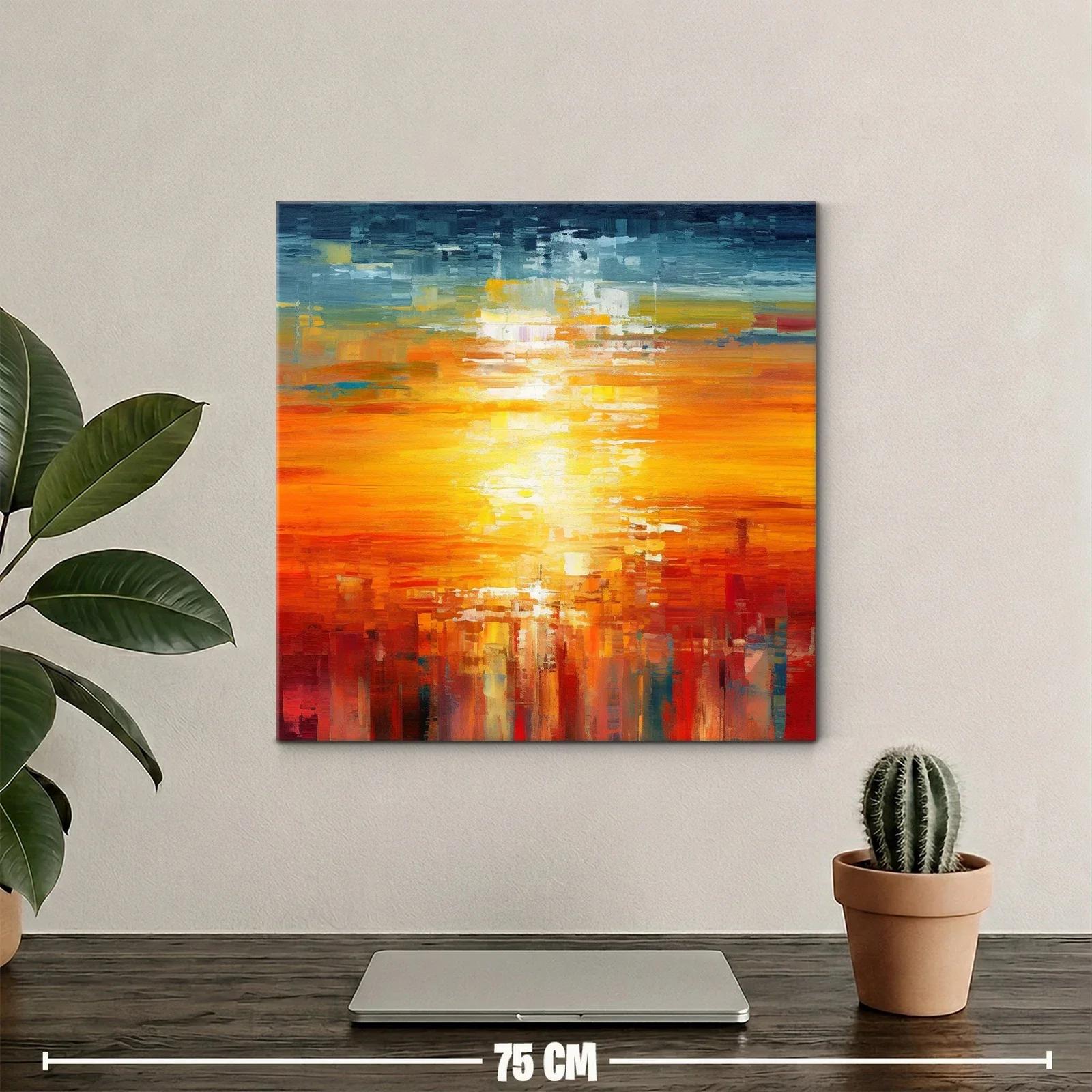 Cuadro abstracto con luz vibrante y tonos cálidos intensos — miniatura 2