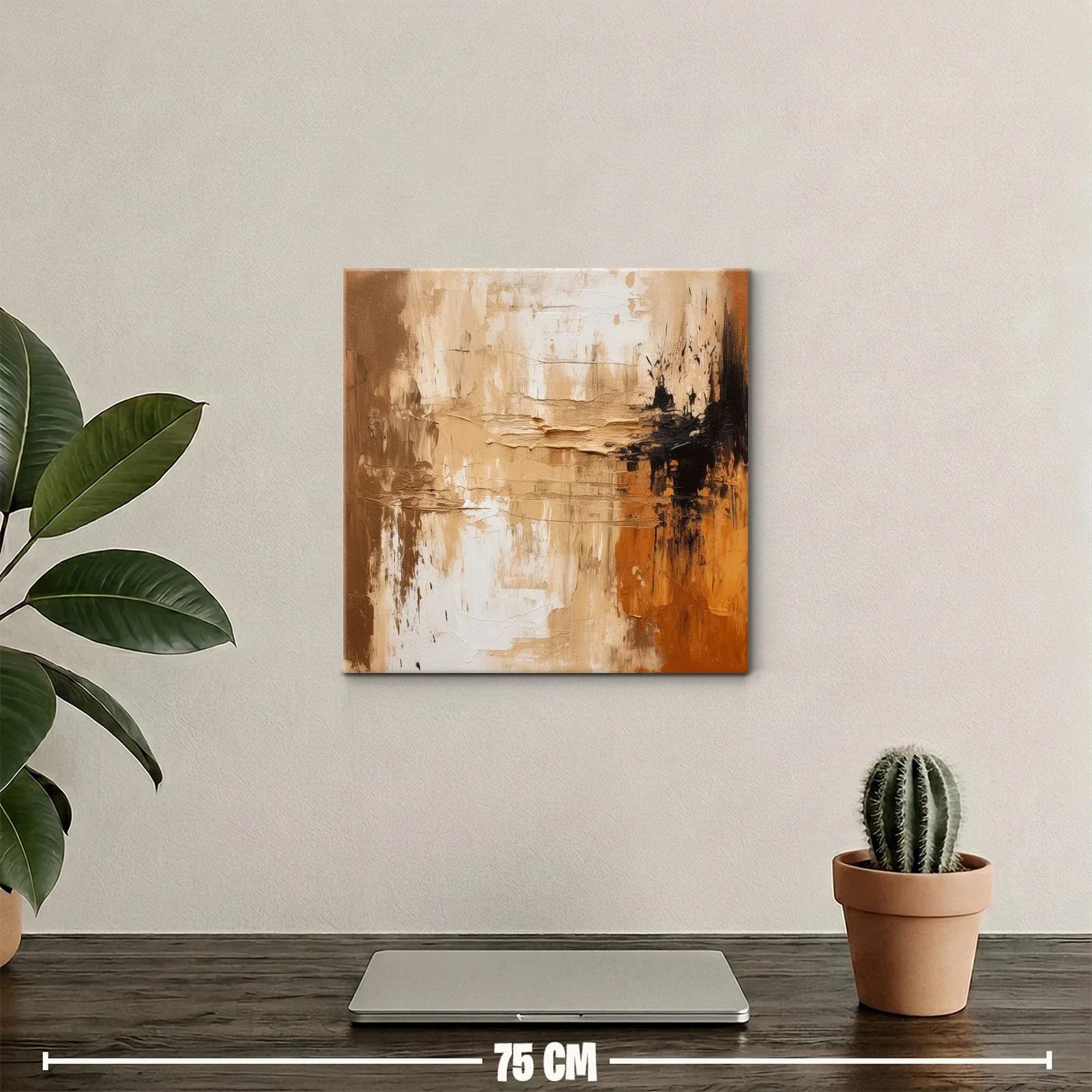 Cuadro abstracto en tonos cálidos con texturas orgánicas — miniatura 2
