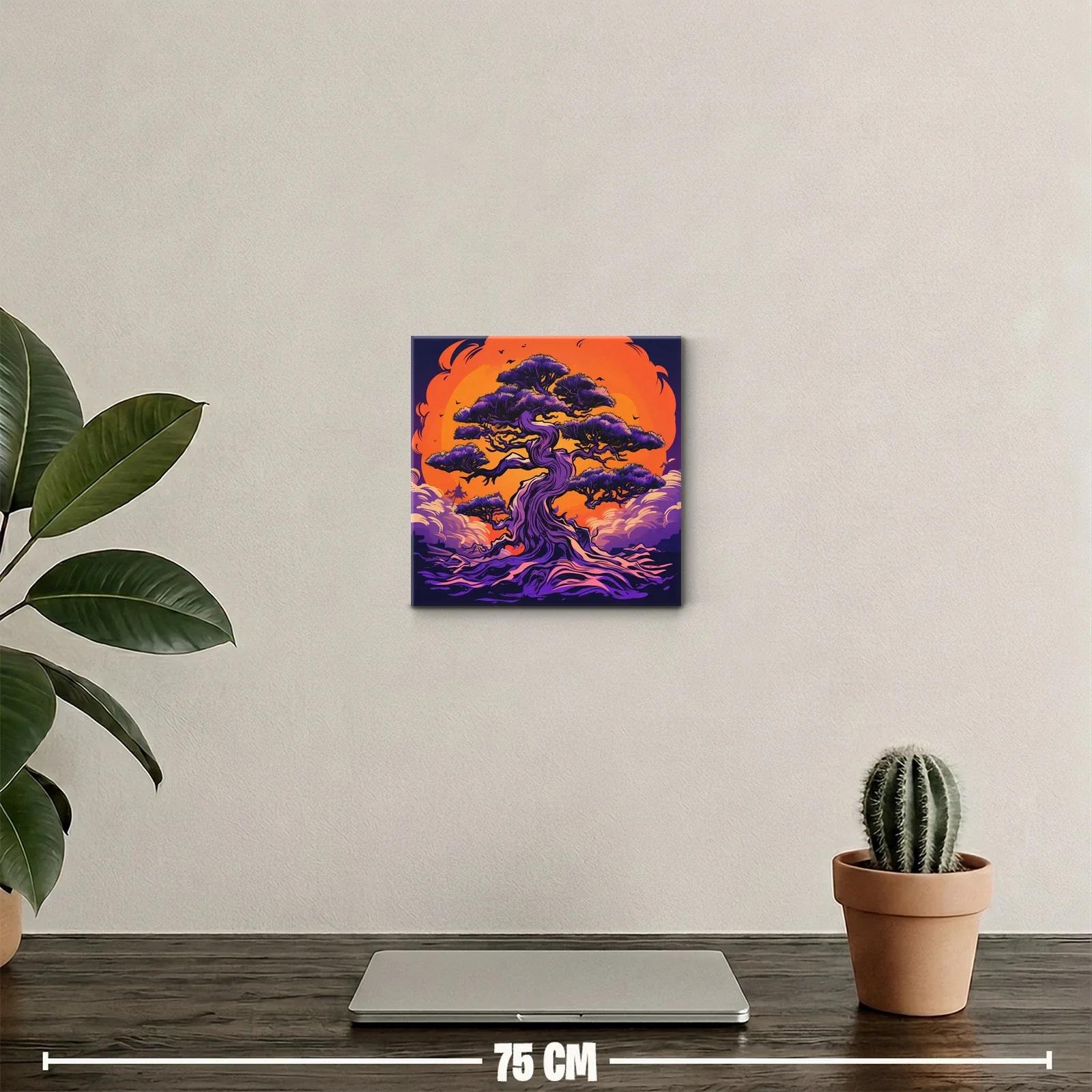 Árbol místico en contraste vibrante con fondo ardiente — miniatura 2