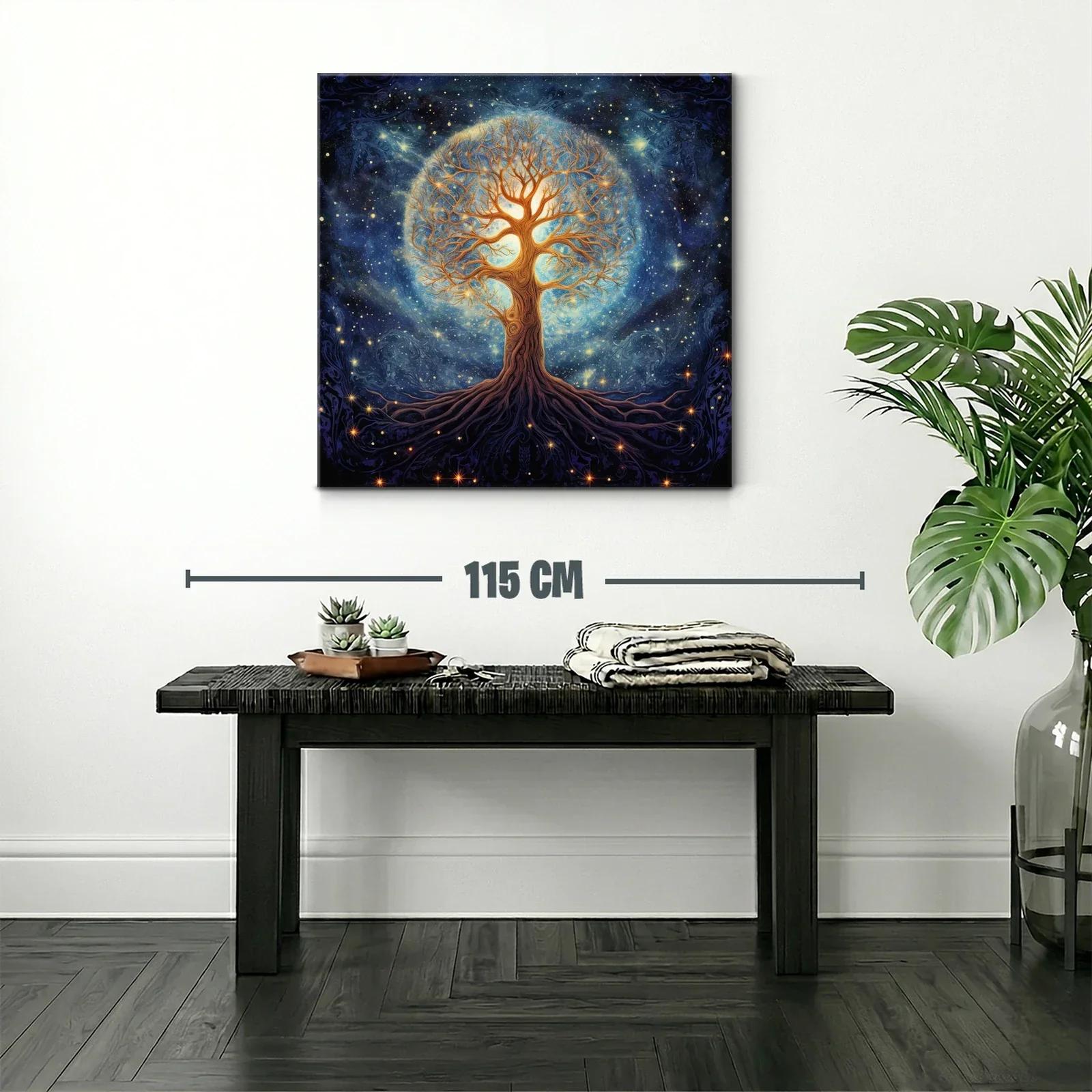 Árbol de la vida iluminado en cosmos estrellado — miniatura 2