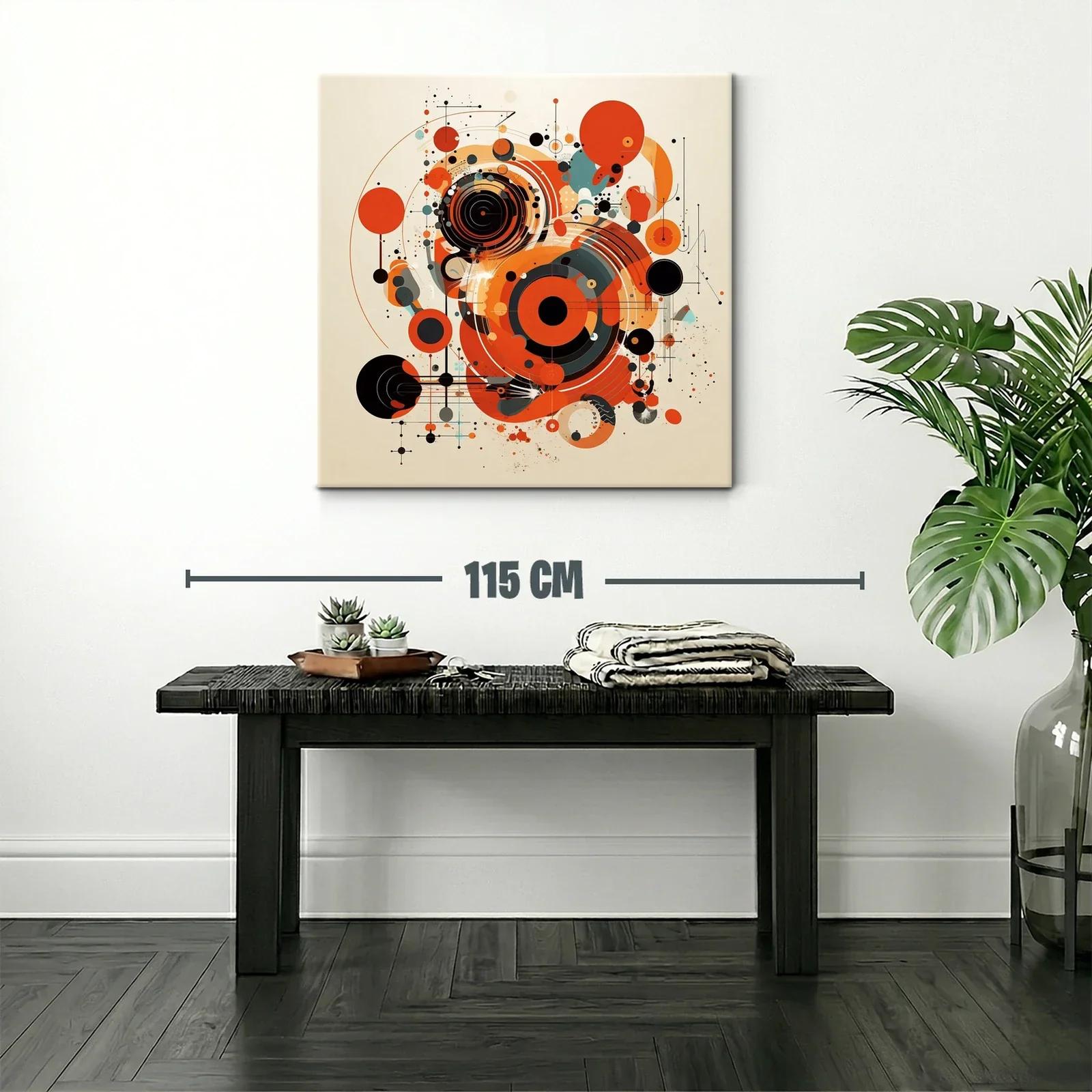 Composición abstracta con círculos en tonos cálidos y negros — miniatura 2
