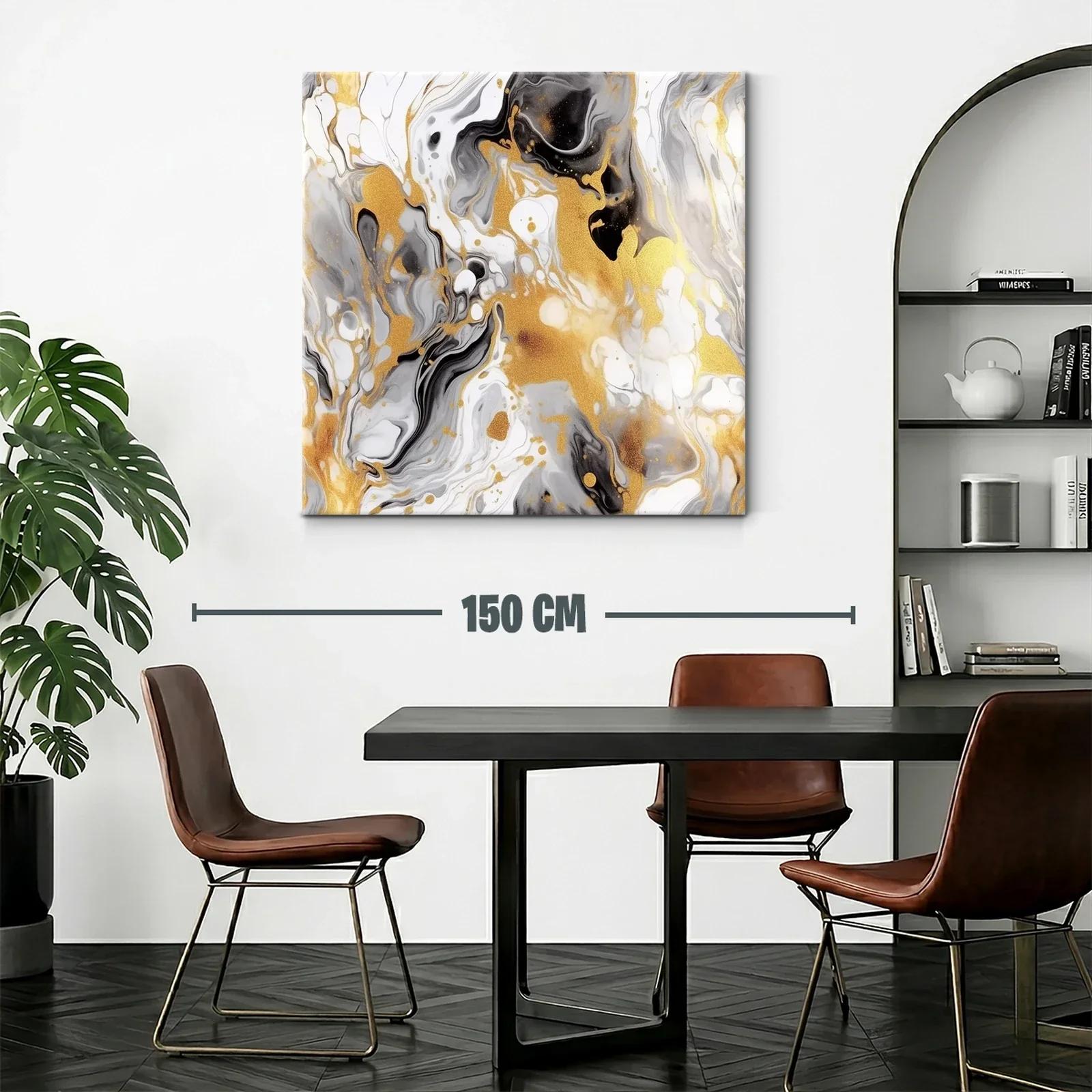 Arte Abstracto en Oro Blanco y Negro con Destellos Elegantes — miniatura 2